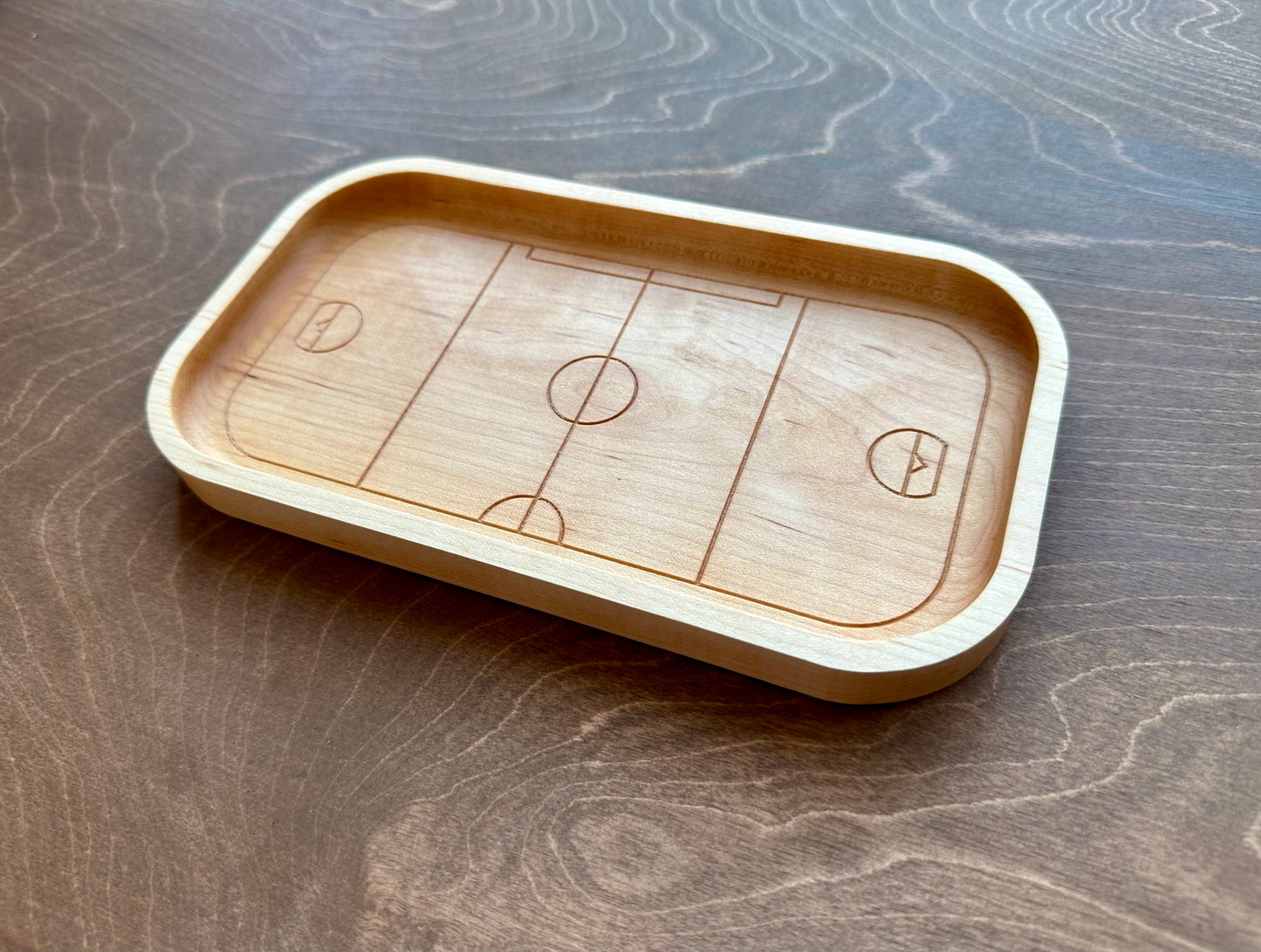 Box Lacrosse Field Shape Hardwood Catchall Tray | Trivet | Serving Board | Charcuterie | Personalized | Maple | Cherry | Walnut | Logo