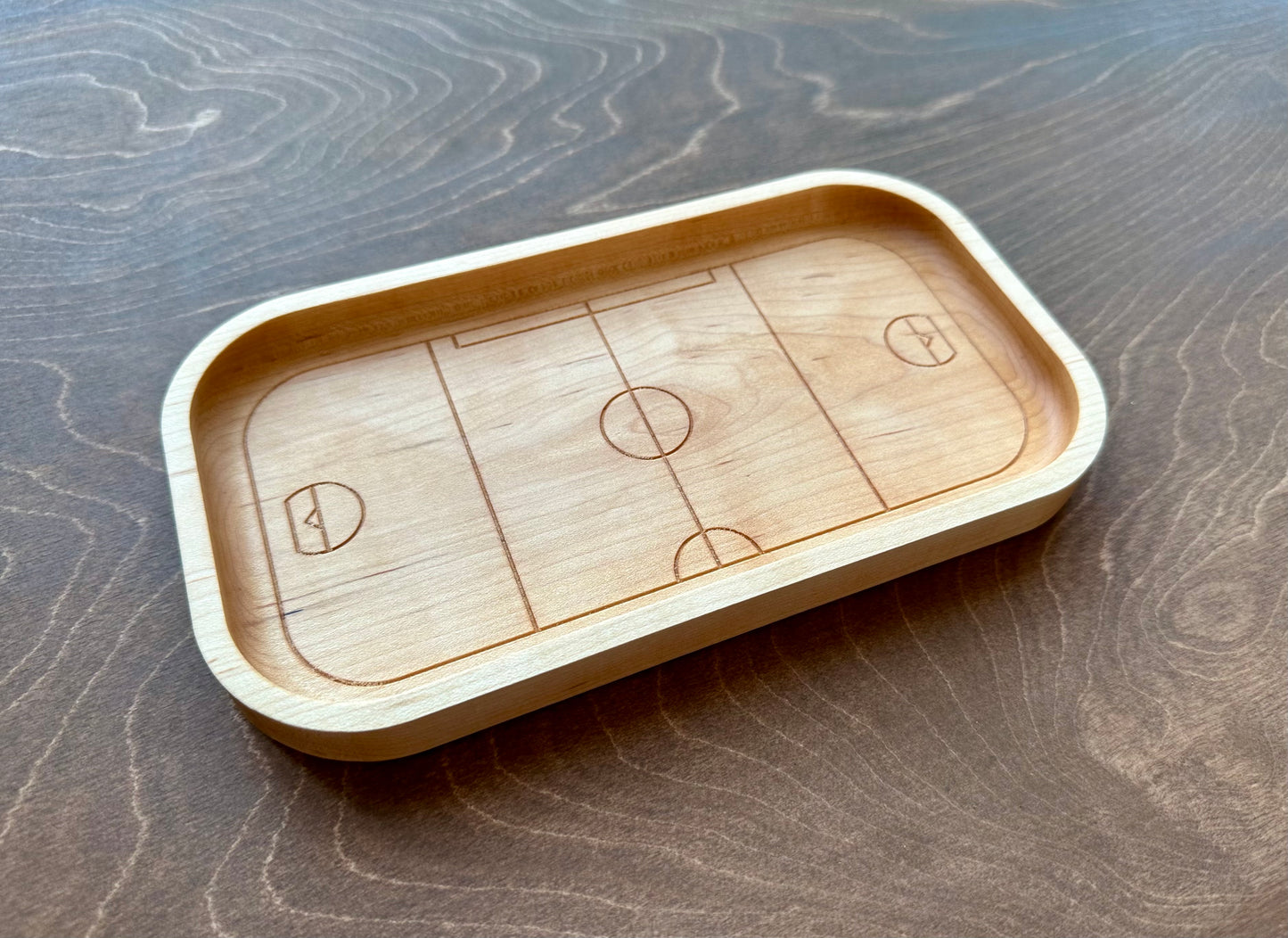 Box Lacrosse Field Shape Hardwood Catchall Tray | Trivet | Serving Board | Charcuterie | Personalized | Maple | Cherry | Walnut | Logo