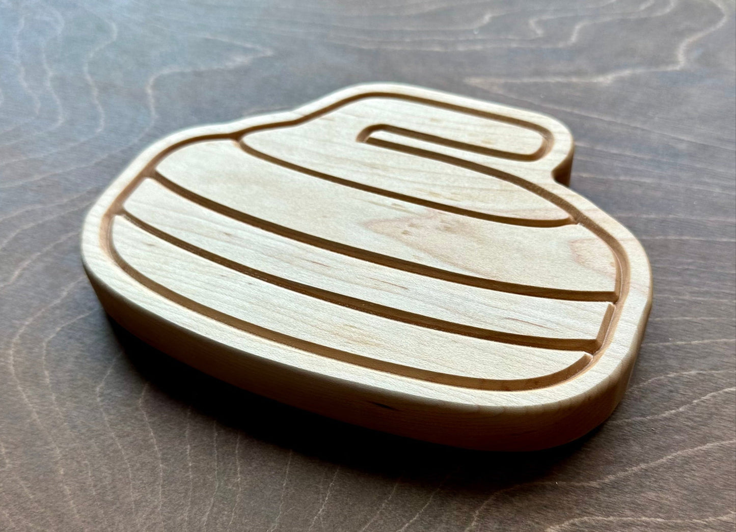 Curling Stone Shape Hardwood Tray | Trivet | Personalized | Catchall Tray | Serving Board | Charcuterie | Maple | Cherry | Walnut