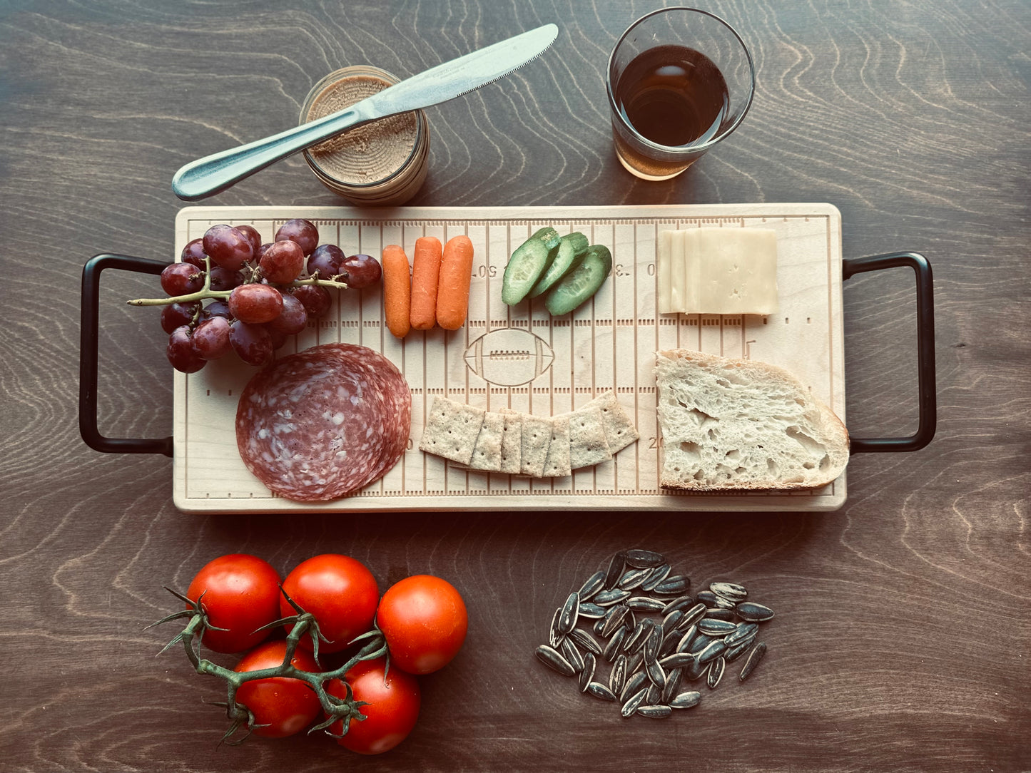 Canadian Football Field Charcuterie Board | Cutting Board | Serving Cheese Board | Own Logo | Maple | Cherry | Walnut | Custom | Personalized