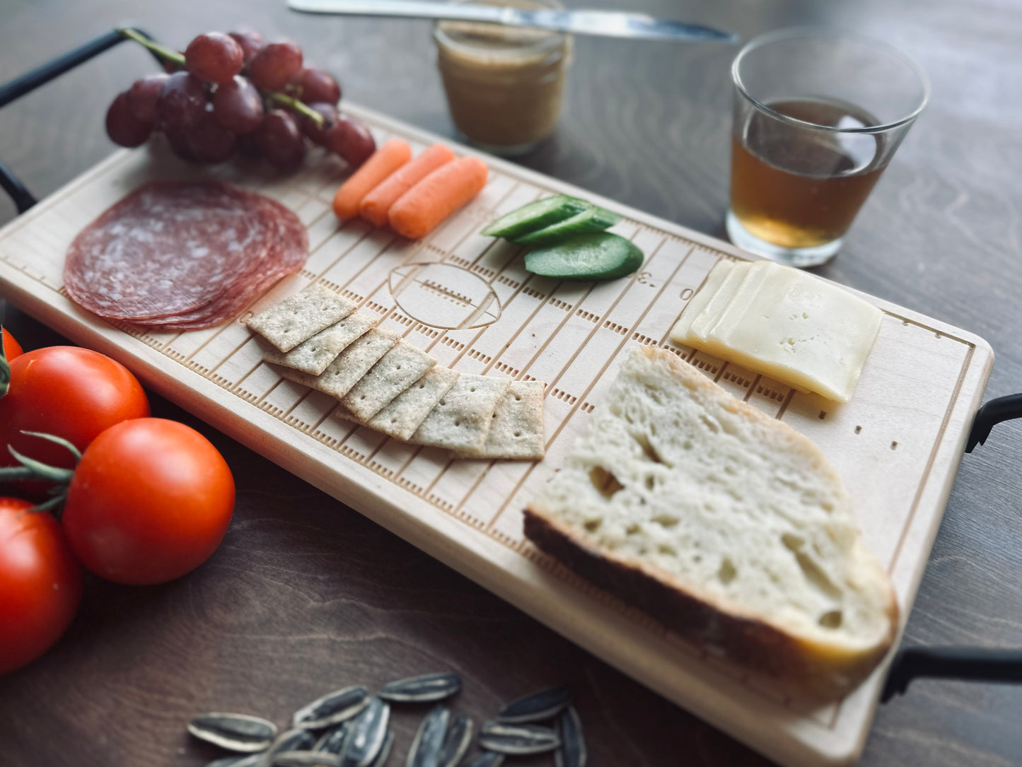 Canadian Football Field Charcuterie Board | Cutting Board | Serving Cheese Board | Own Logo | Maple | Cherry | Walnut | Custom | Personalized