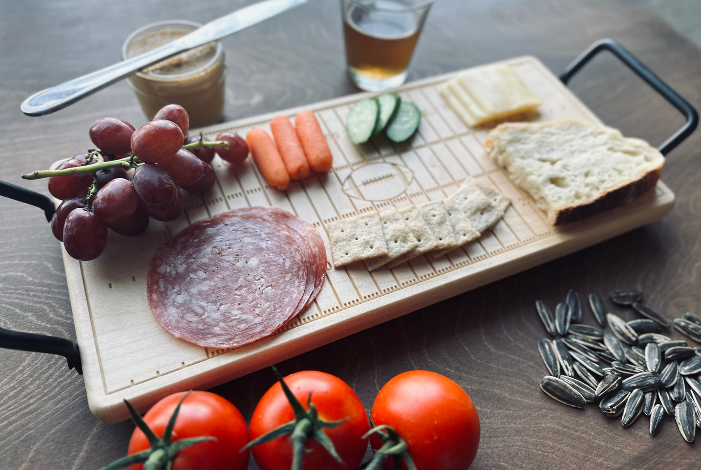 Canadian Football Field Charcuterie Board | Cutting Board | Serving Cheese Board | Own Logo | Maple | Cherry | Walnut | Custom | Personalized