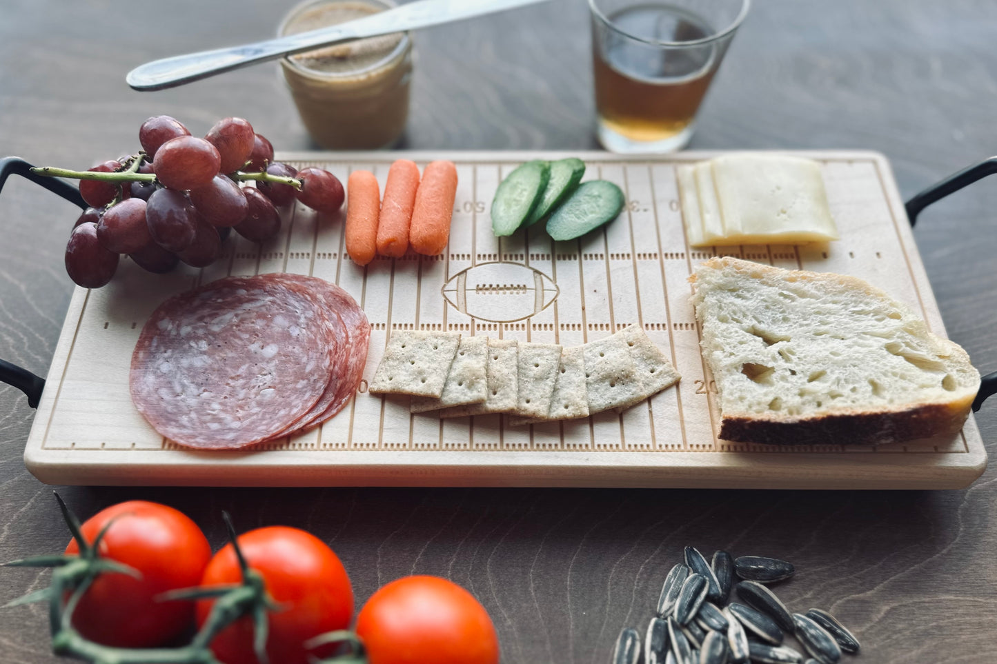 Canadian Football Field Charcuterie Board | Cutting Board | Serving Cheese Board | Own Logo | Maple | Cherry | Walnut | Custom | Personalized