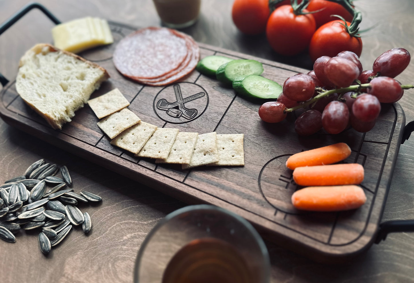 Hockey Rink Shape Charcuterie Board | Cutting Board | Serving Cheese Board | Own Logo | Maple | Cherry | Walnut | Custom | Personalized