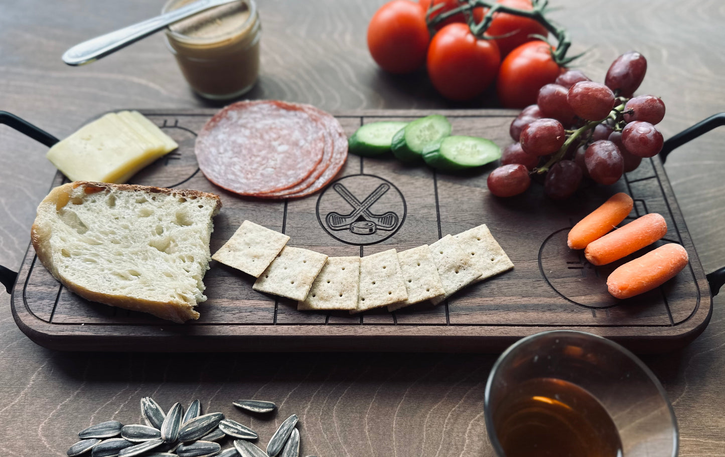 Hockey Rink Shape Charcuterie Board | Cutting Board | Serving Cheese Board | Own Logo | Maple | Cherry | Walnut | Custom | Personalized