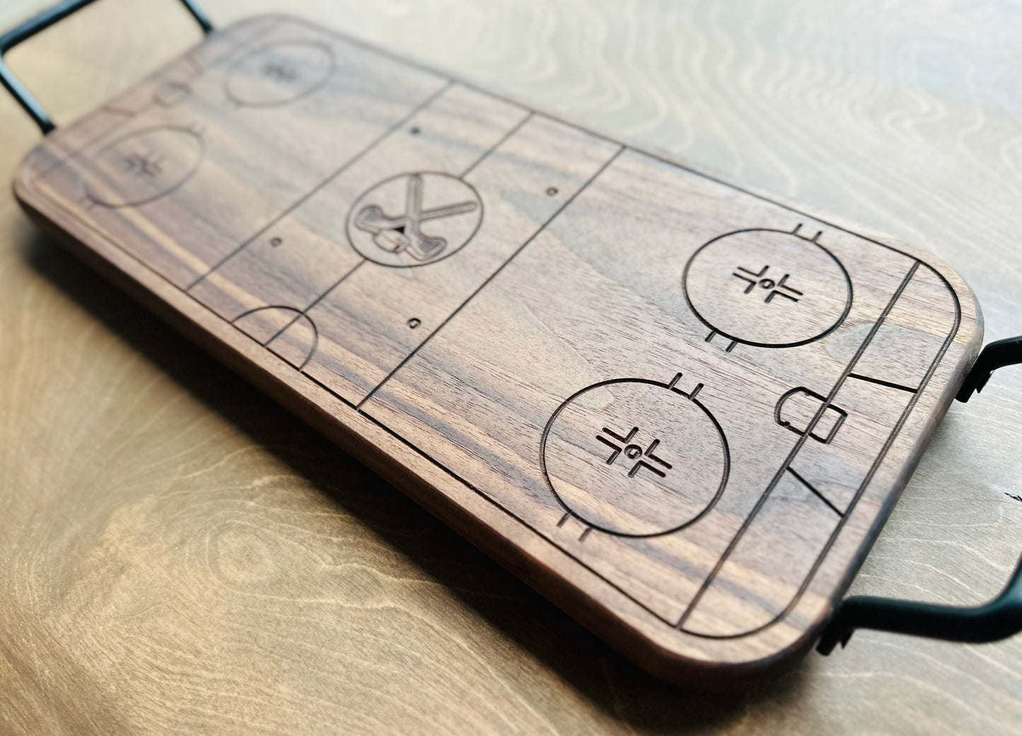 Hockey Rink Shape Charcuterie Board | Cutting Board | Serving Cheese Board | Own Logo | Maple | Cherry | Walnut | Custom | Personalized