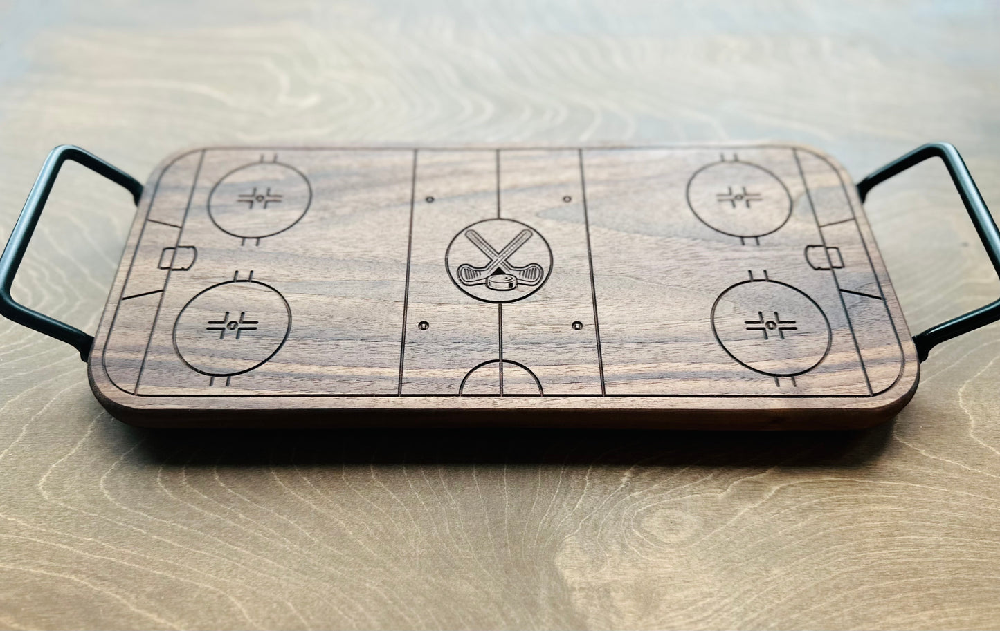Hockey Rink Shape Charcuterie Board | Cutting Board | Serving Cheese Board | Own Logo | Maple | Cherry | Walnut | Custom | Personalized