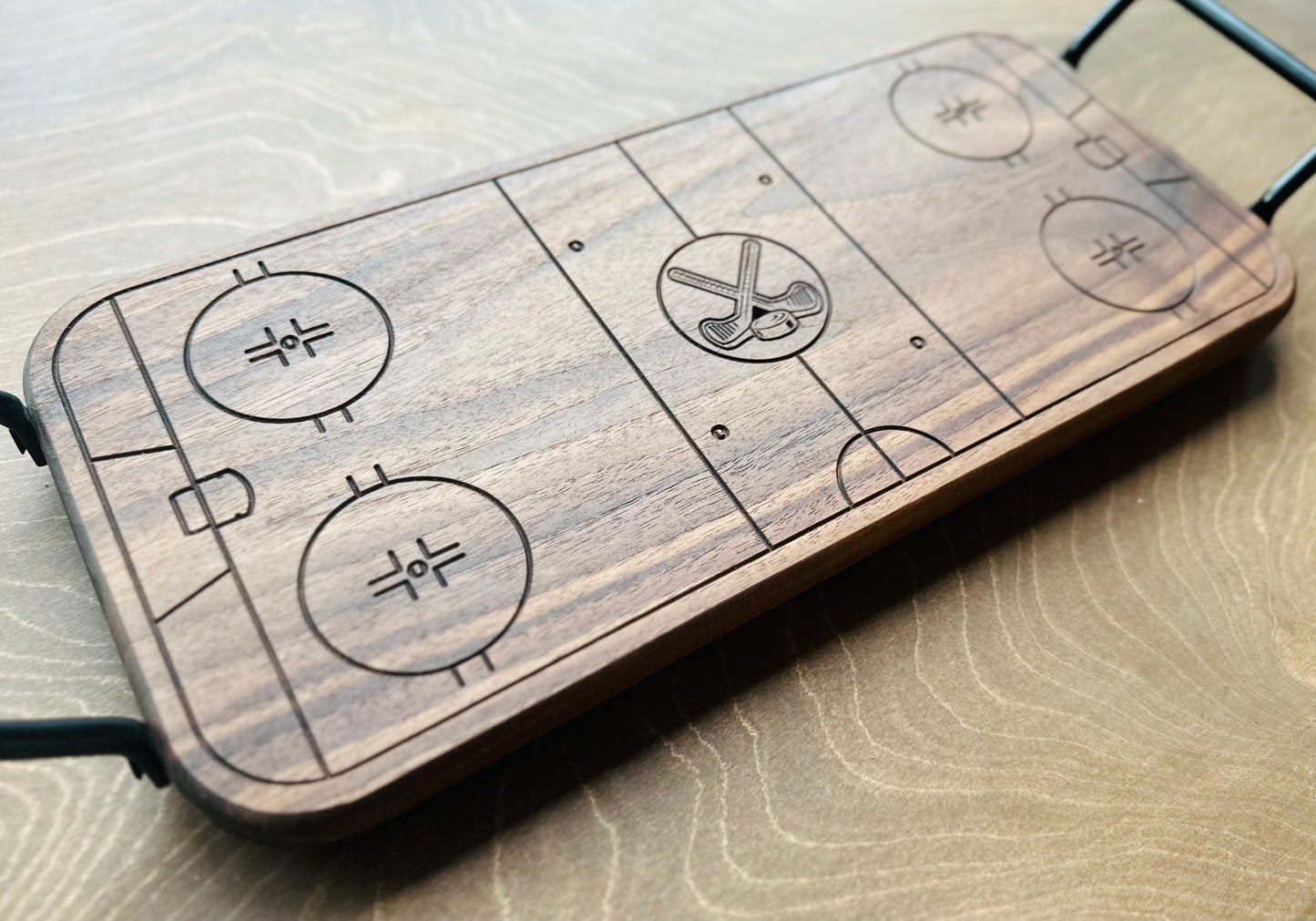 Hockey Rink Shape Charcuterie Board | Cutting Board | Serving Cheese Board | Own Logo | Maple | Cherry | Walnut | Custom | Personalized