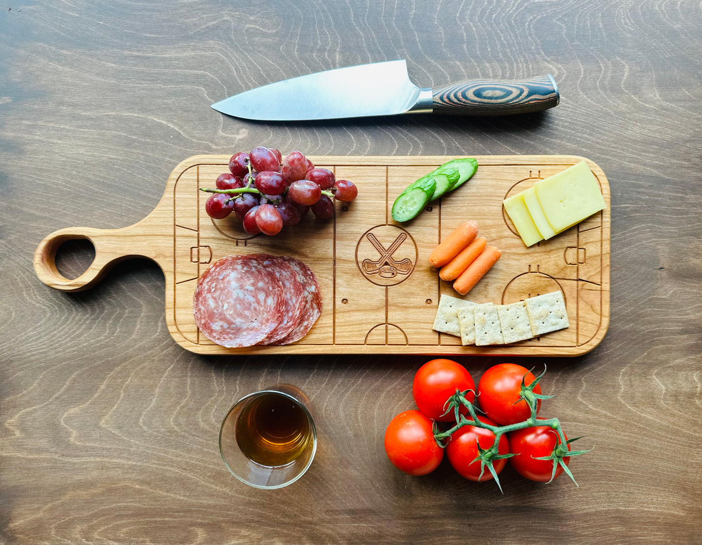 Hockey Rink Shape Charcuterie Board | Cutting Board | Serving Cheese Board | Own Logo | Maple | Cherry | Walnut | Custom | Personalized
