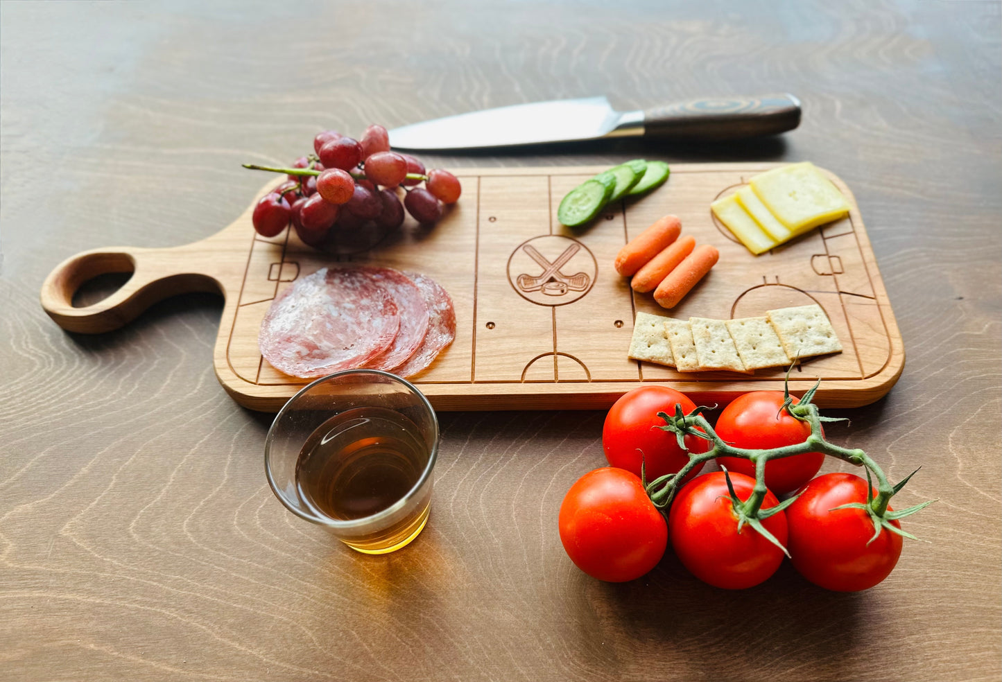 Hockey Rink Shape Charcuterie Board | Cutting Board | Serving Cheese Board | Own Logo | Maple | Cherry | Walnut | Custom | Personalized