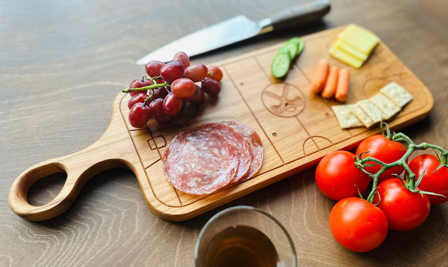 Hockey Rink Shape Charcuterie Board | Cutting Board | Serving Cheese Board | Own Logo | Maple | Cherry | Walnut | Custom | Personalized