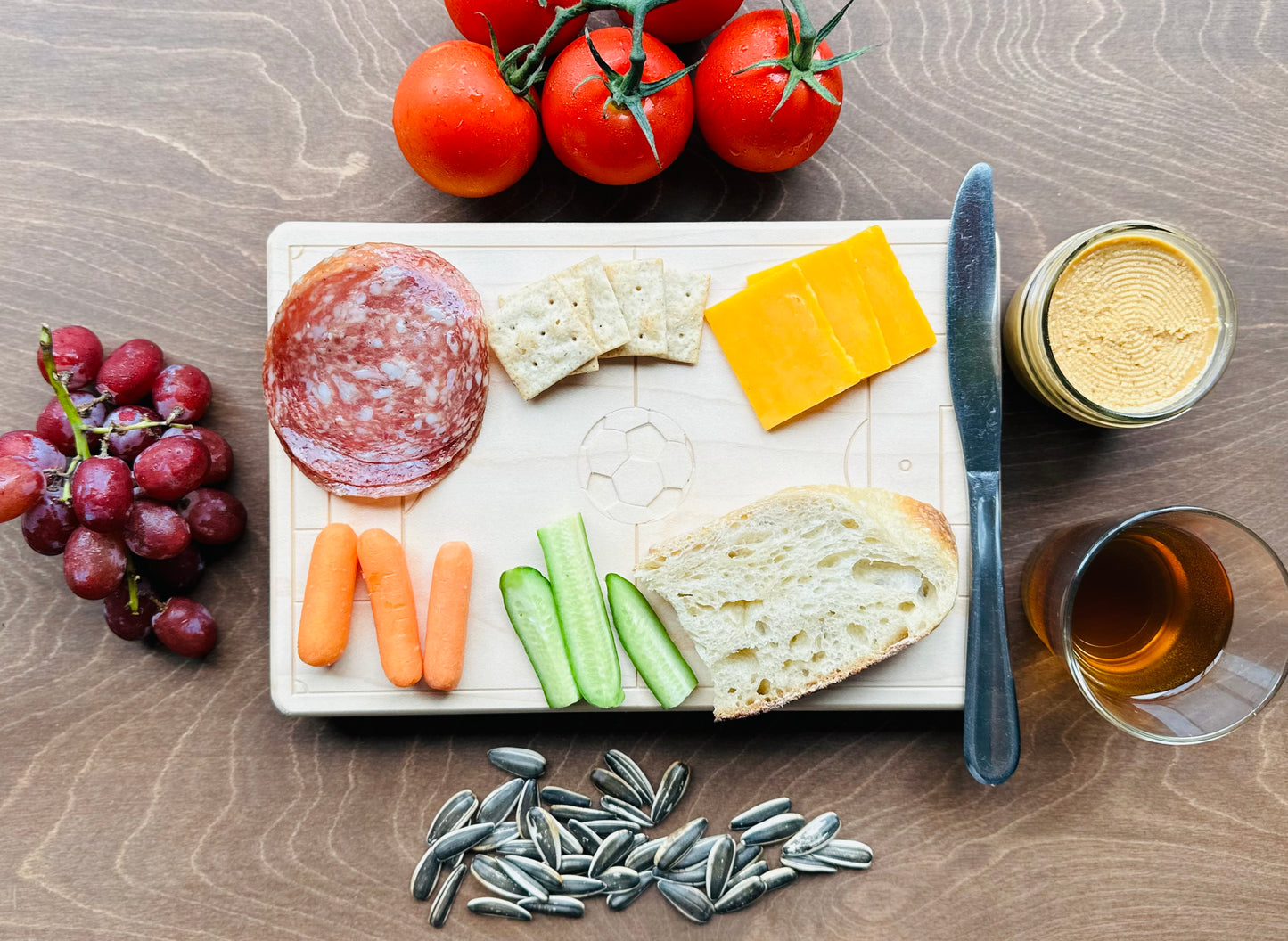 Soccer Field Charcuterie Board | Cutting Board | Serving Cheese Board | Own Logo | Maple | Cherry | Walnut | Custom | Personalized
