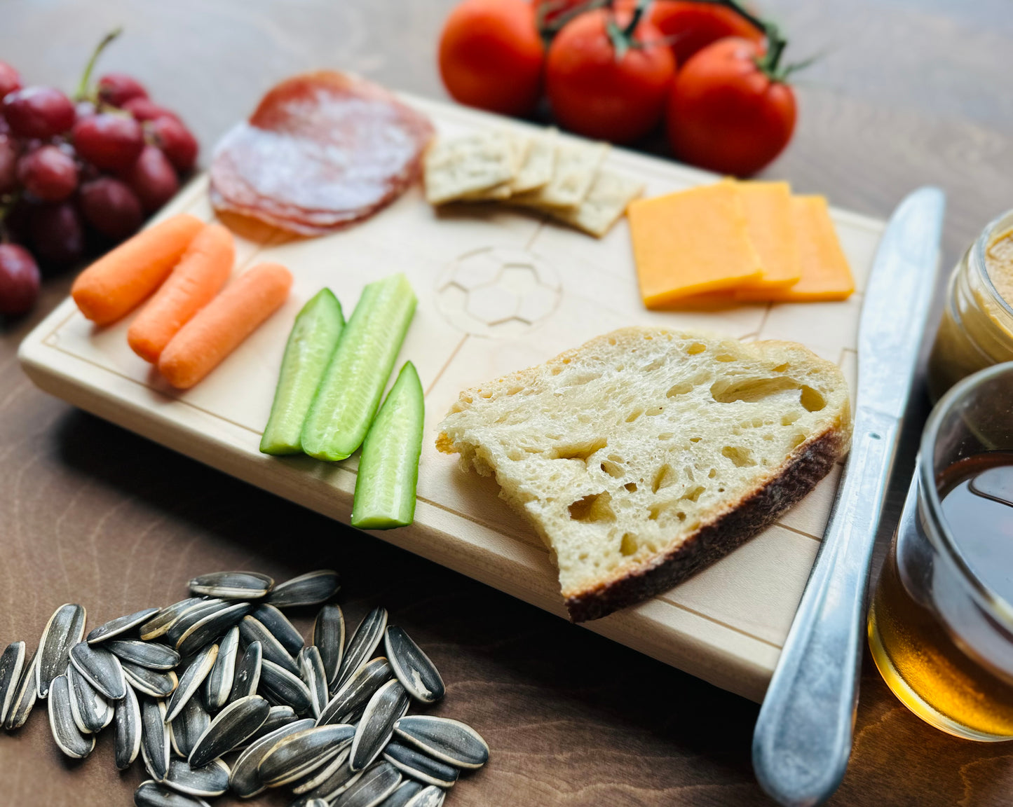 Soccer Field Charcuterie Board | Cutting Board | Serving Cheese Board | Own Logo | Maple | Cherry | Walnut | Custom | Personalized