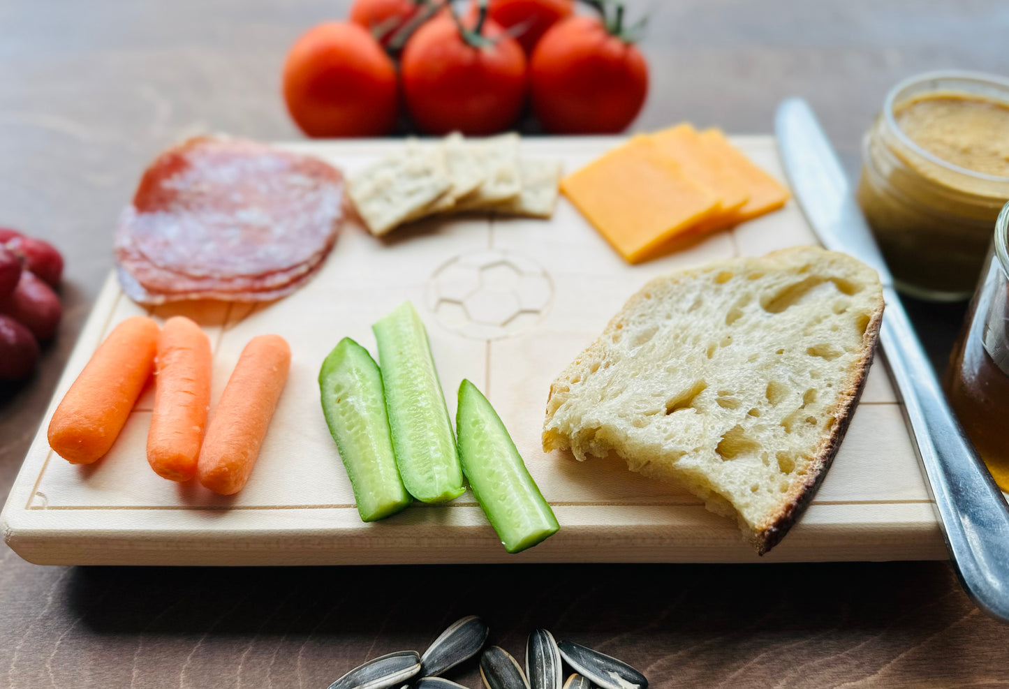 Soccer Field Charcuterie Board | Cutting Board | Serving Cheese Board | Own Logo | Maple | Cherry | Walnut | Custom | Personalized