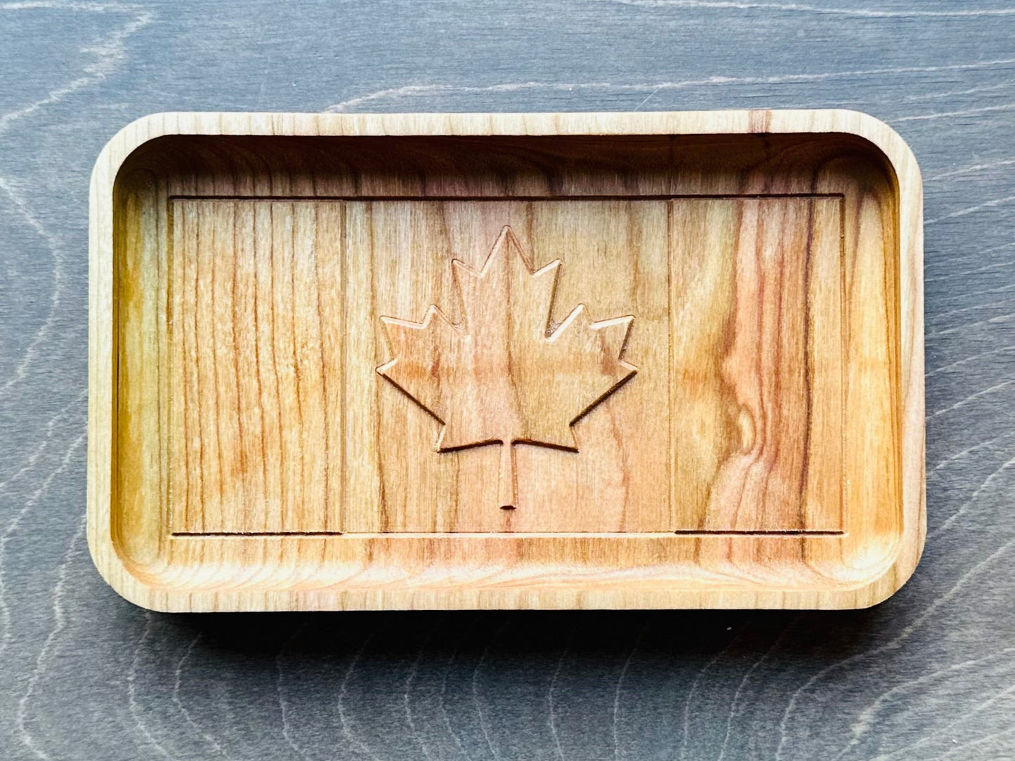 Canada Flag Hardwood Catchall Tray | Maple | Cherry | Walnut | Wooden | Valet | Desk | Organizer | Storage | Coin | Keys | Jewelry