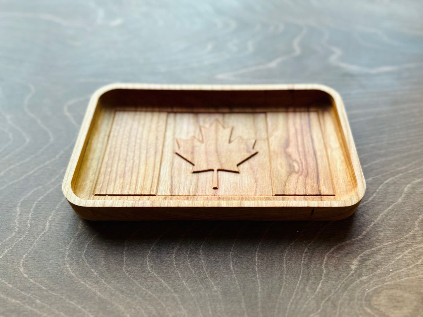 Canada Flag Hardwood Catchall Tray | Maple | Cherry | Walnut | Wooden | Valet | Desk | Organizer | Storage | Coin | Keys | Jewelry
