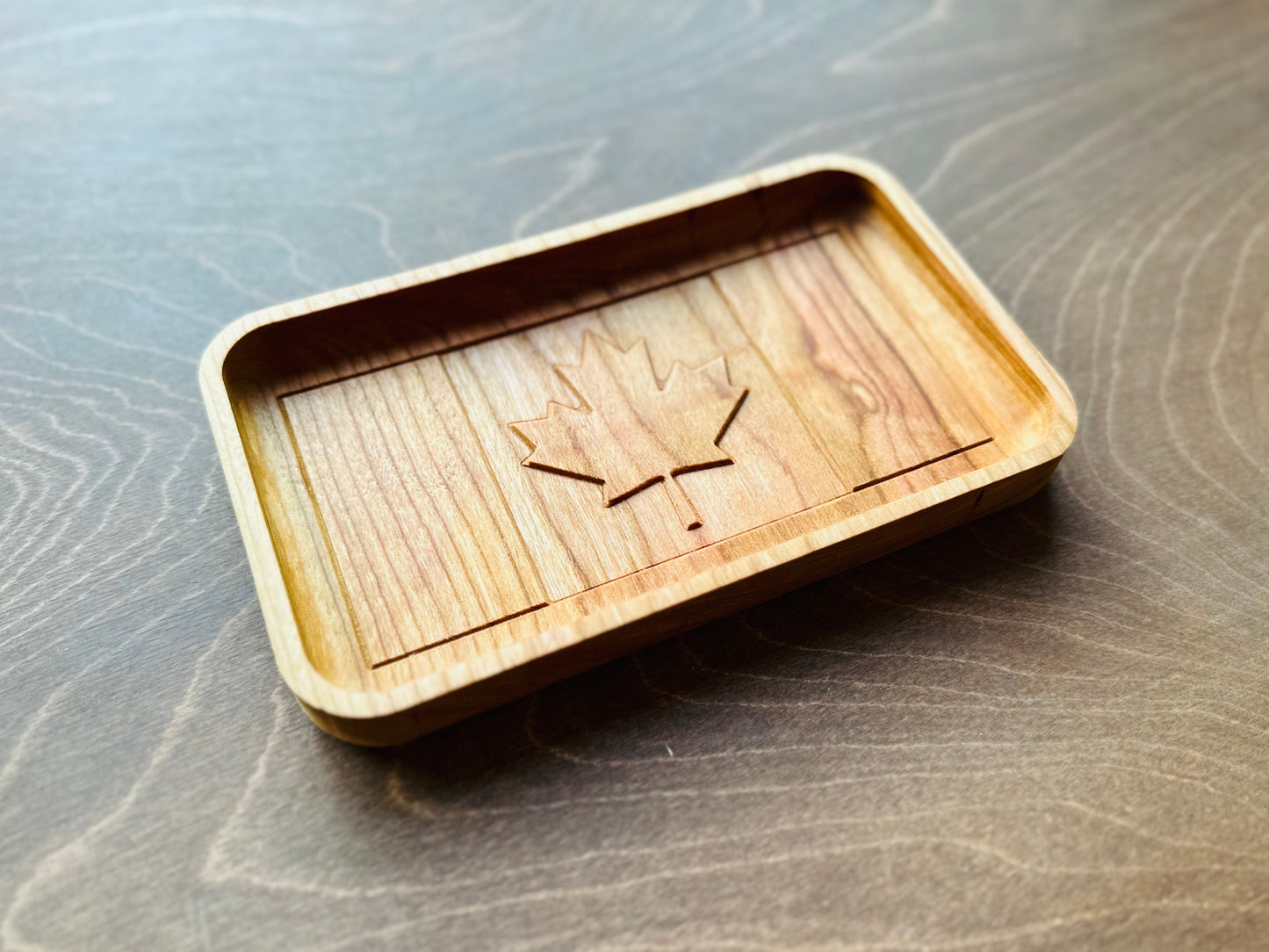 Canada Flag Hardwood Catchall Tray | Maple | Cherry | Walnut | Wooden | Valet | Desk | Organizer | Storage | Coin | Keys | Jewelry