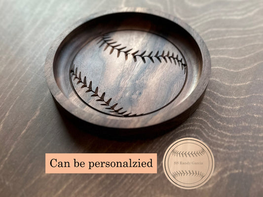Baseball Shape Hardwood Catchall Tray | Trivet | Personalized | Serving Tray | Custom | Maple | Cherry | Walnut | Softball