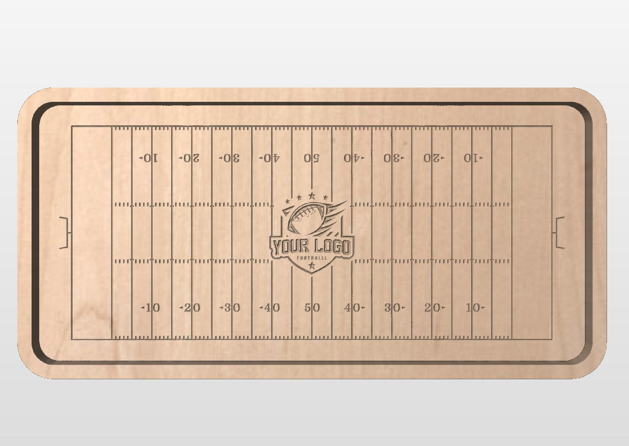 American Football Field Shape Hardwood Catchall Tray | Trivet | Serving Board | Charcuterie | Personalized | Logo | Maple | Cherry | Walnut
