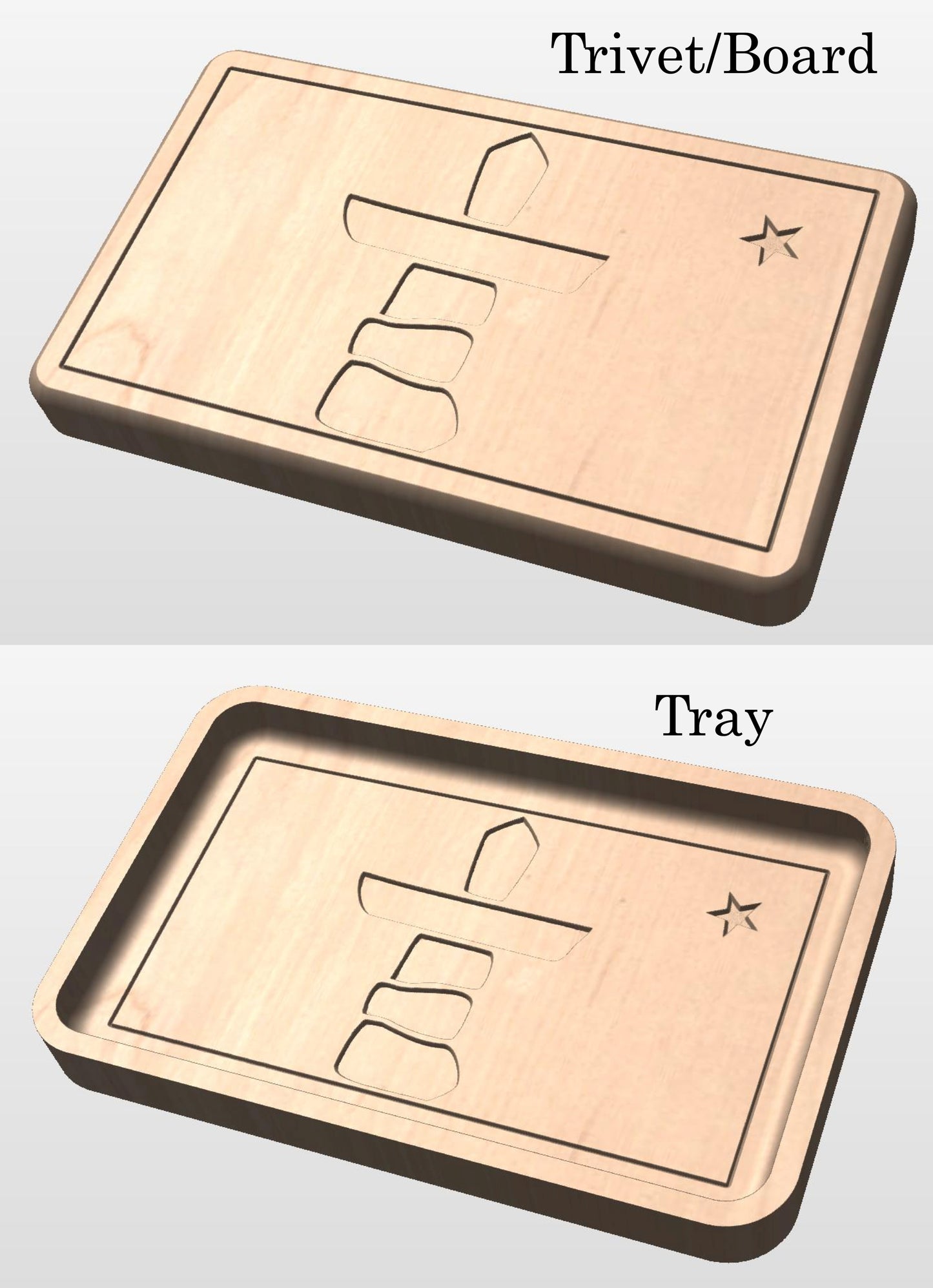Nunavut Flag Hardwood Catchall Tray | Trivet | Serving Board | Charcuterie | Maple | Cherry | Walnut | Iqaluit | Canada