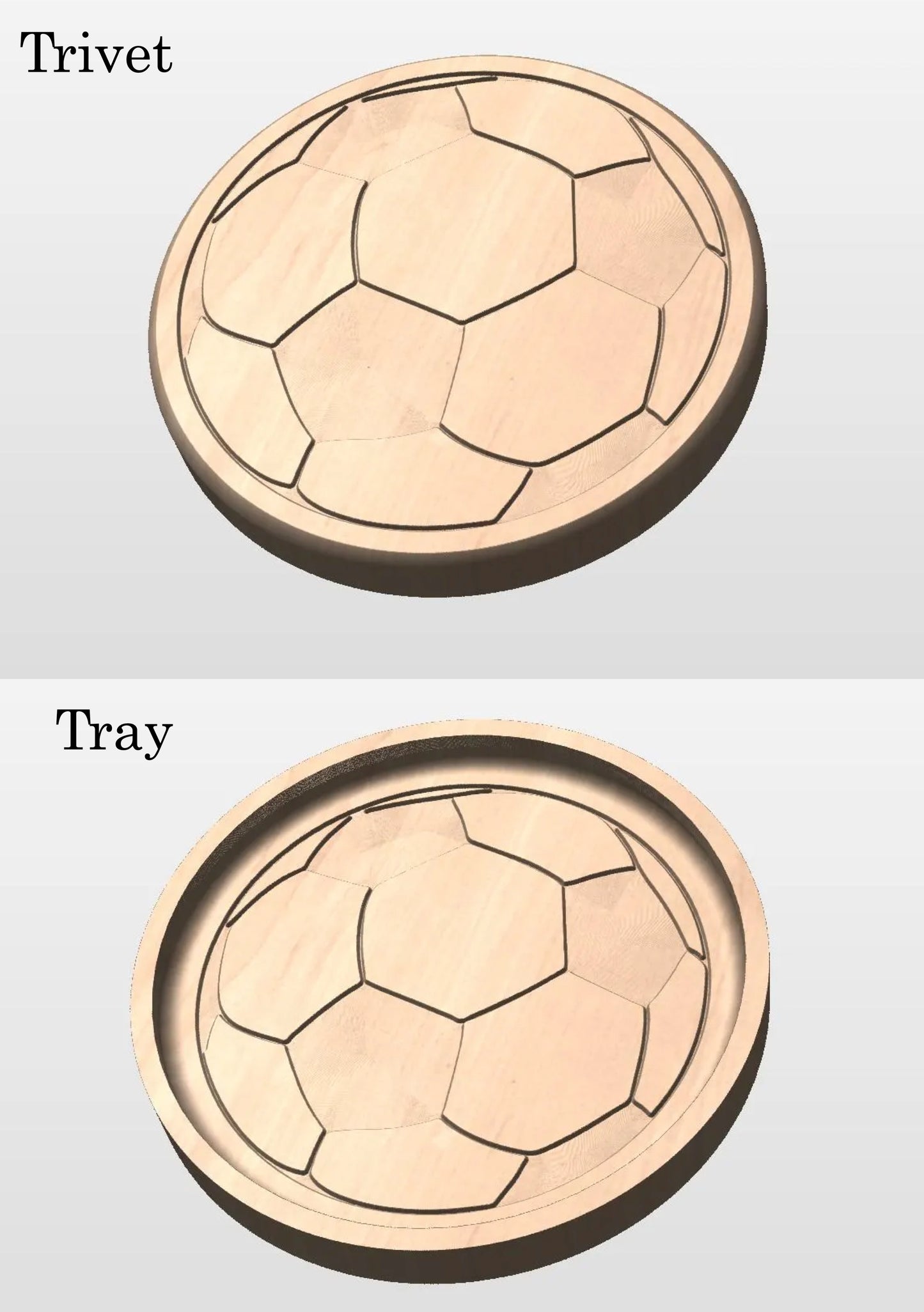 Soccer Ball/Football Shape Hardwood Catchall Tray | Trivet | Personalized | Serving Tray | Maple | Cherry | Walnut
