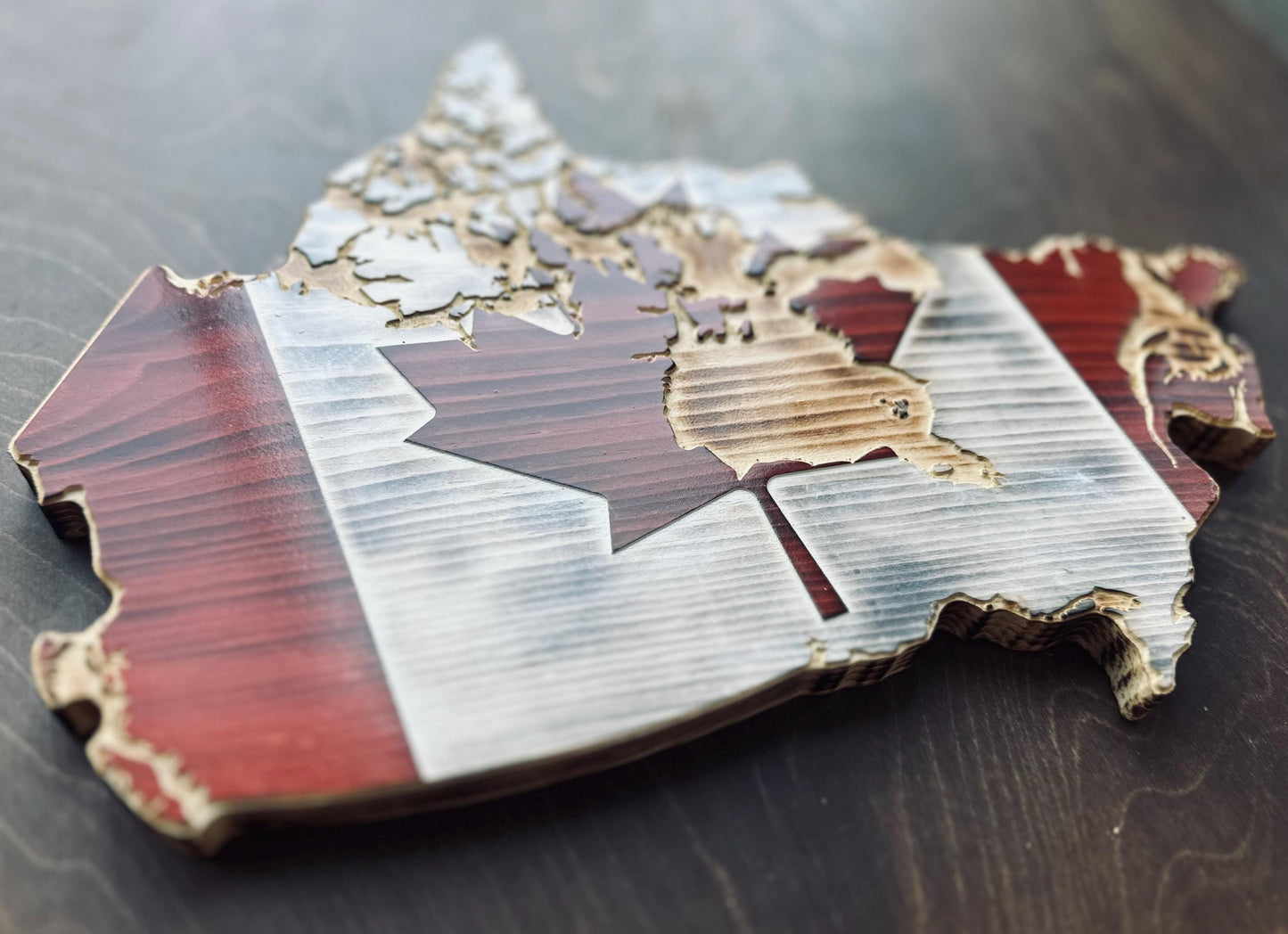 Wooden Canada Map Flag with Island Details | Ready to Ship