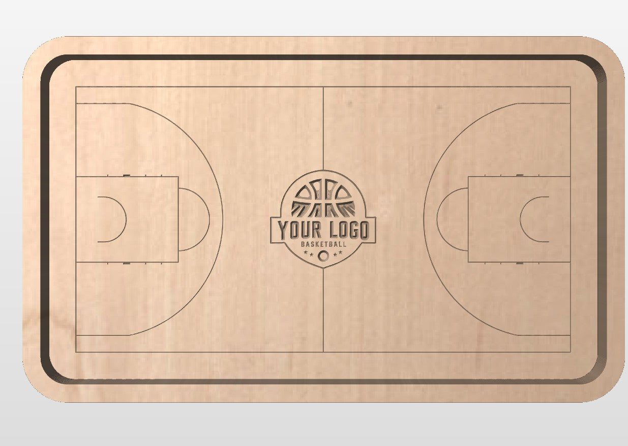 Basketball Court Shape Hardwood Catchall Tray | Trivet | Serving Board | Charcuterie | Personalized | Maple | Cherry | Walnut | Logo