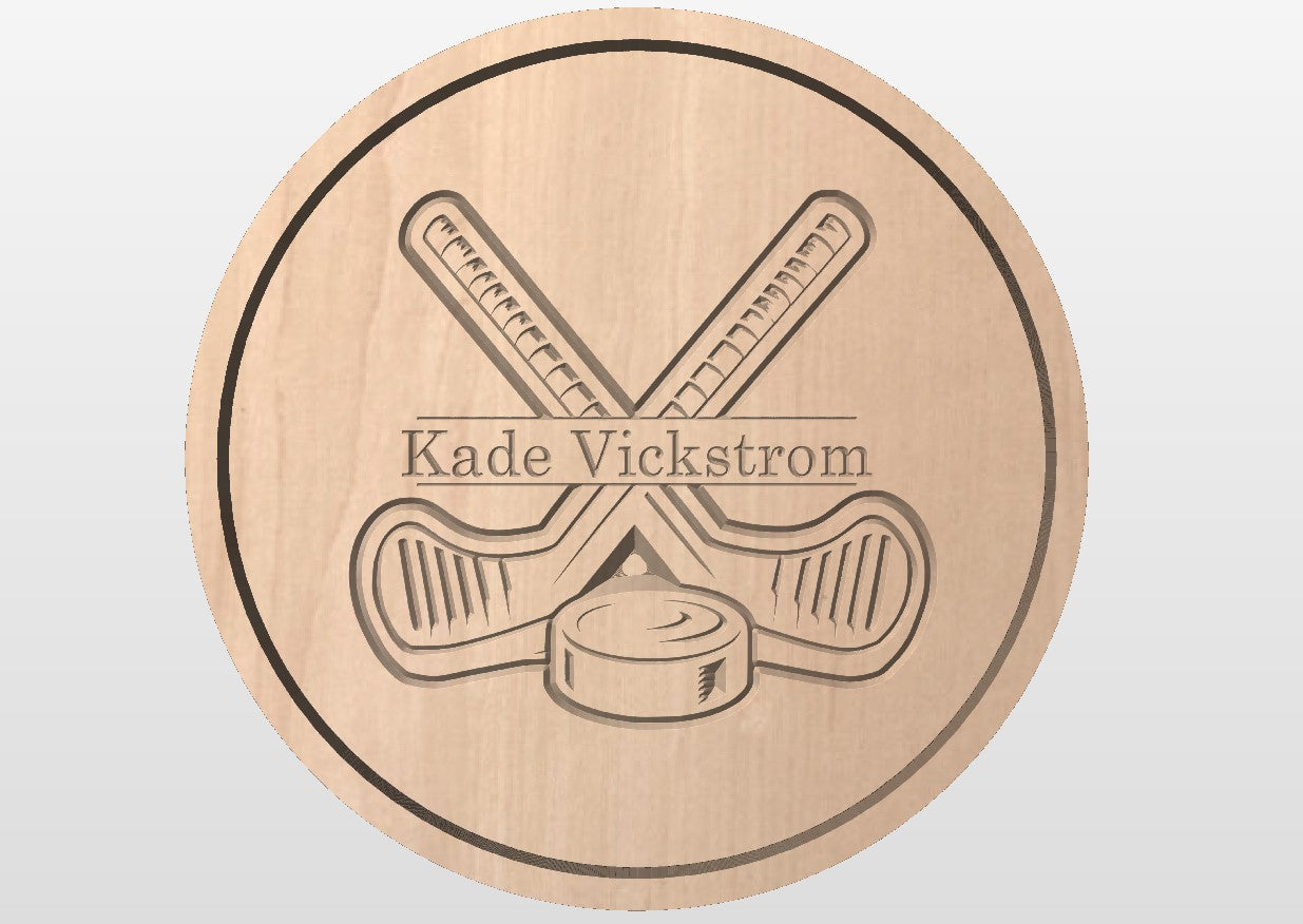 Hockey Sticks and Puck Hardwood Catchall Tray | Trivet | Personalized | Serving Tray | Maple | Cherry | Walnut