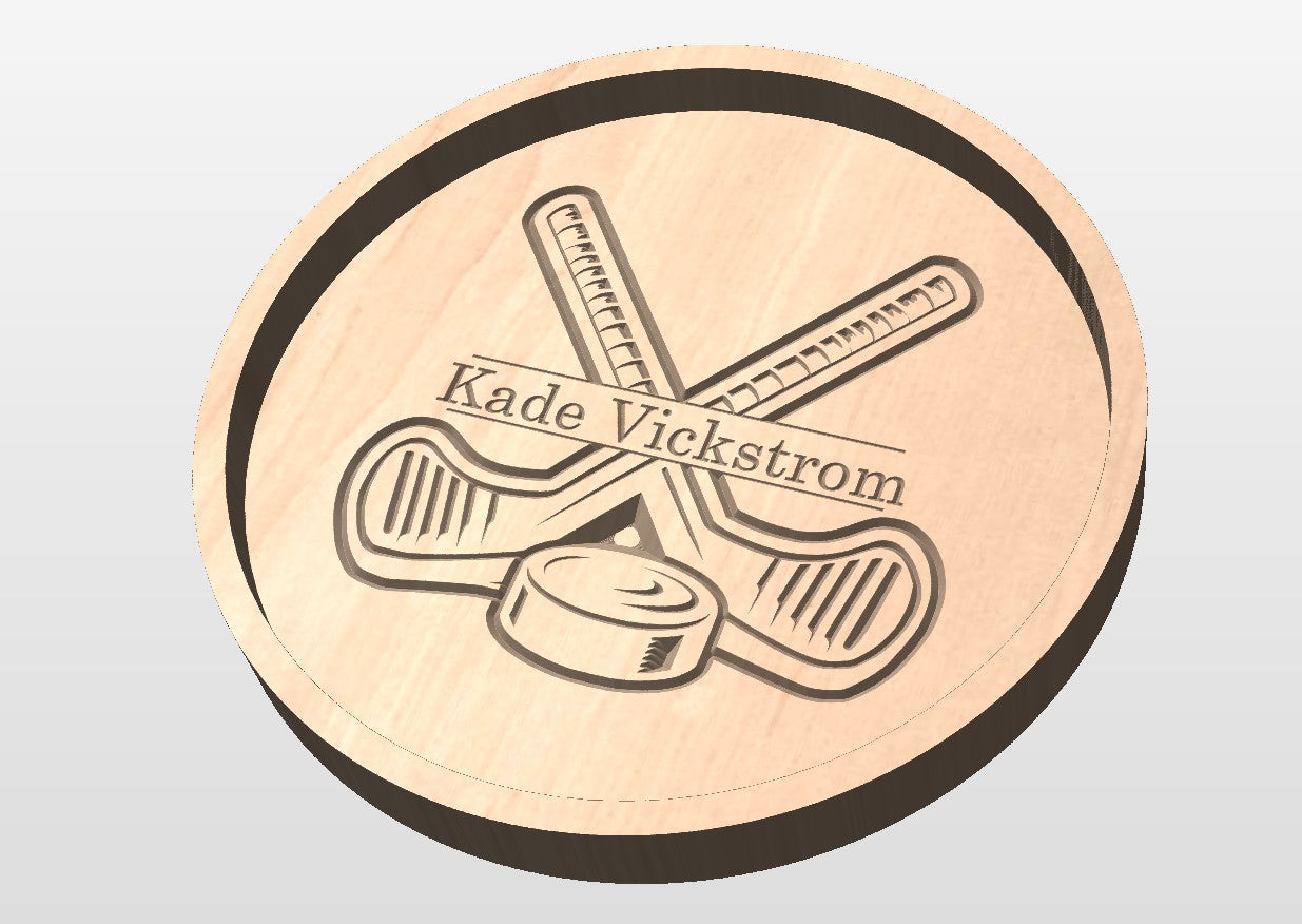 Hockey Sticks and Puck Hardwood Catchall Tray | Trivet | Personalized | Serving Tray | Maple | Cherry | Walnut