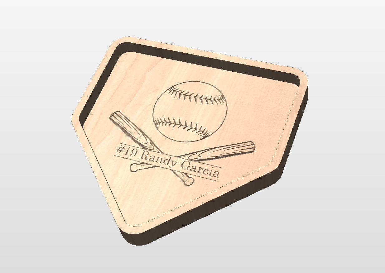 Baseball Home Plate Shape Hardwood Catchall Tray | Trivet | Personalized | Home Base | Serving Tray | Maple | Cherry | Walnut | Softball