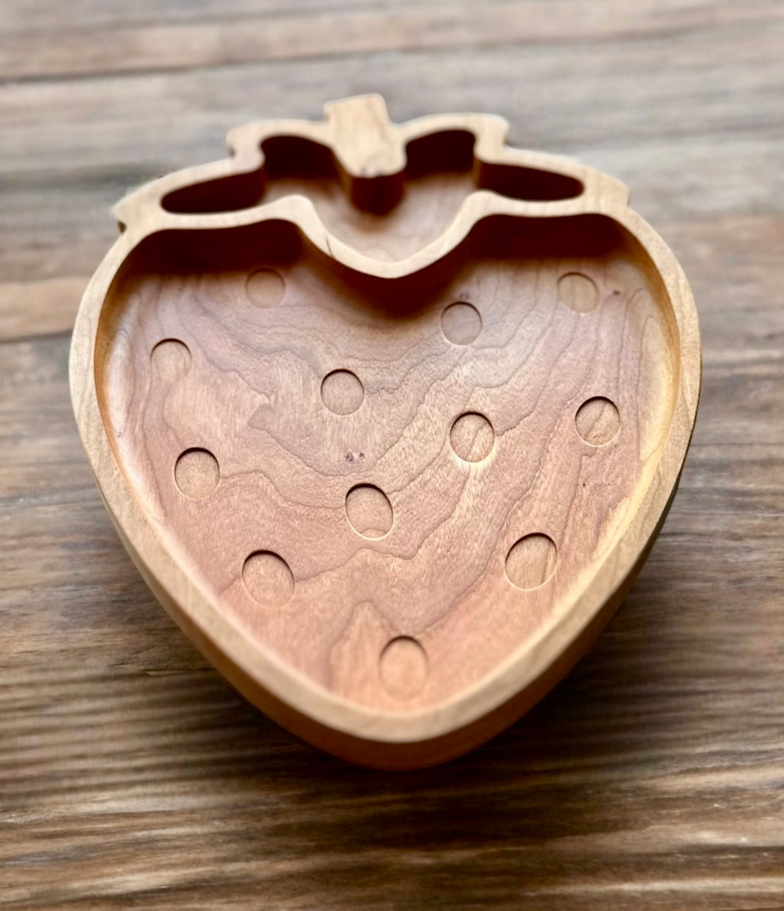 Strawberry Shape Hardwood Tray | Maple | Cherry | Walnut | Catchall Tray | Serving Tray