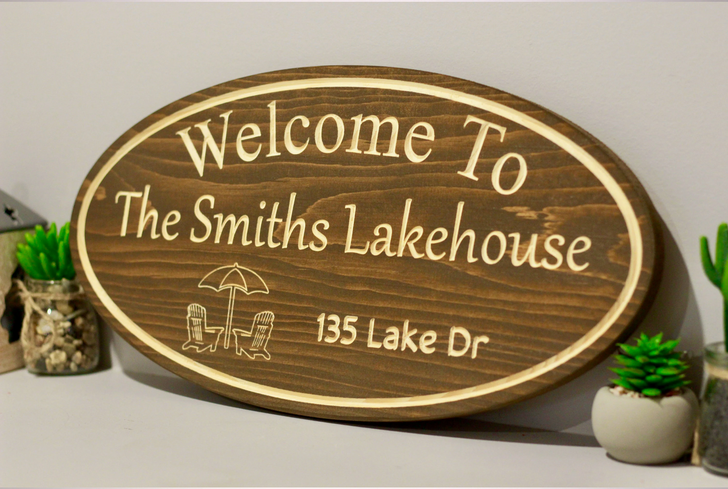 Personalized Wood Sign | Carved | Cottage | House | Camp | Farm | Cabin | Lake | Beach | Garden | Number | Backyard | Patio | Pool