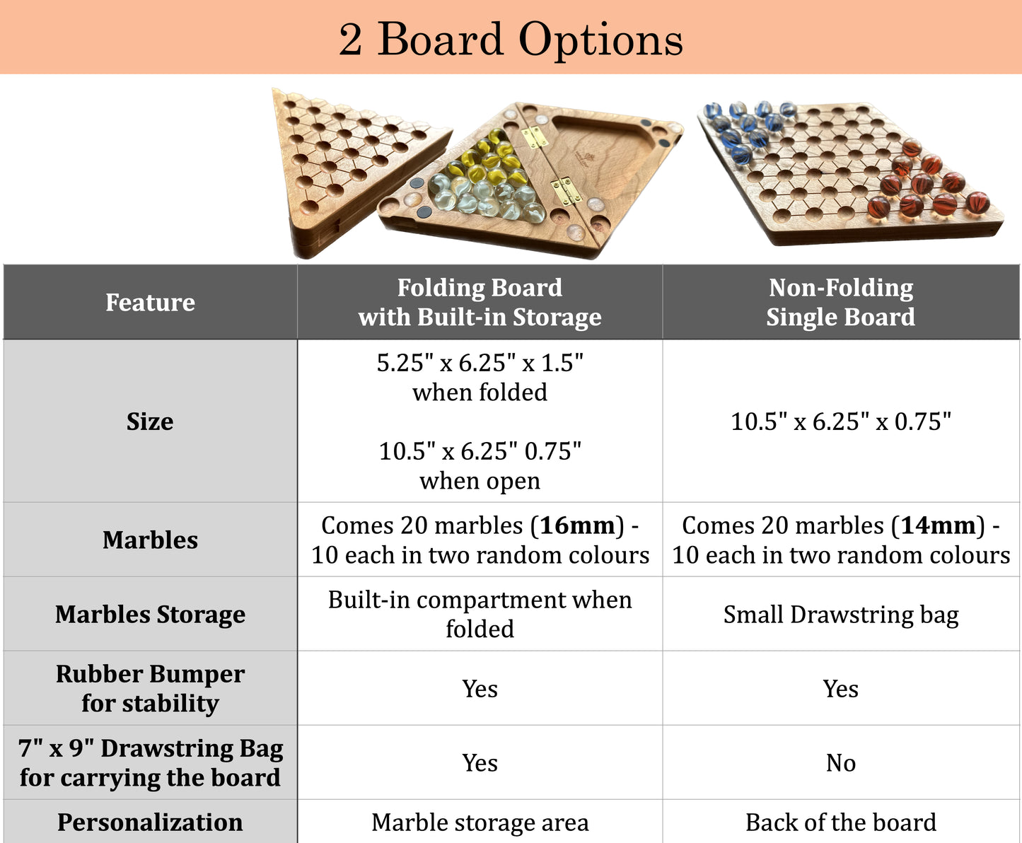 2-Player Chinese Checkers | Folding | Travel Size | Built-in Storage | Board Game | Marbles | Personalized | Premium Hardwood | Sternhalma