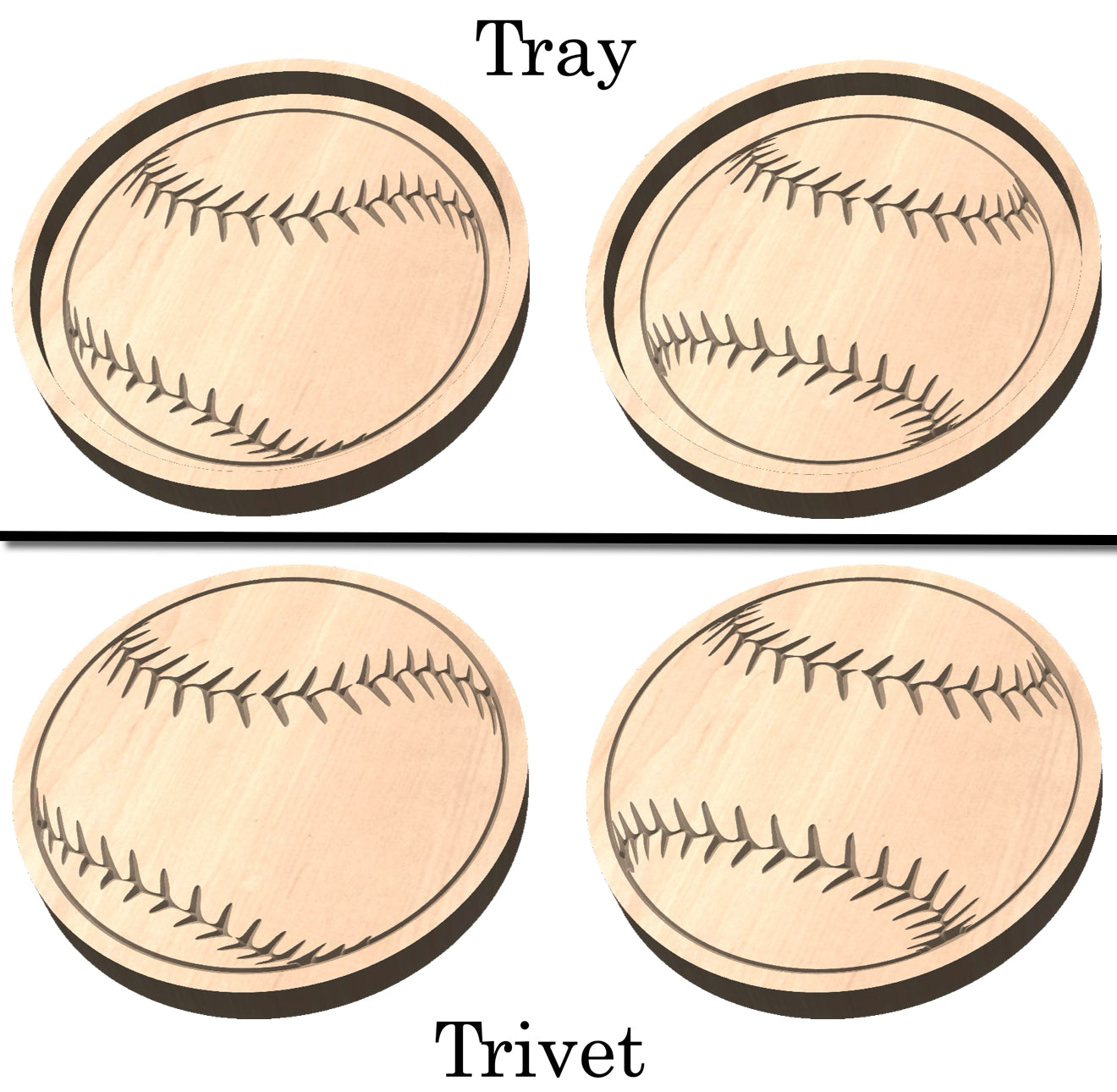 Baseball Shape Hardwood Catchall Tray | Trivet | Personalized | Serving Tray | Charcuterie Board | Custom | Maple | Cherry | Walnut |