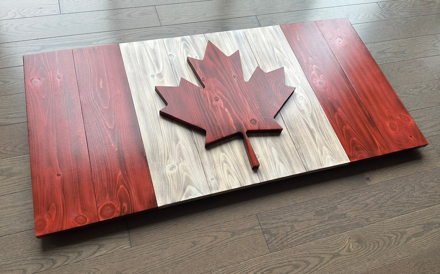 Drapeau du Canada en bois 3D rouge et blanc de 44 po x 22 po | Prêt pour l'expédition