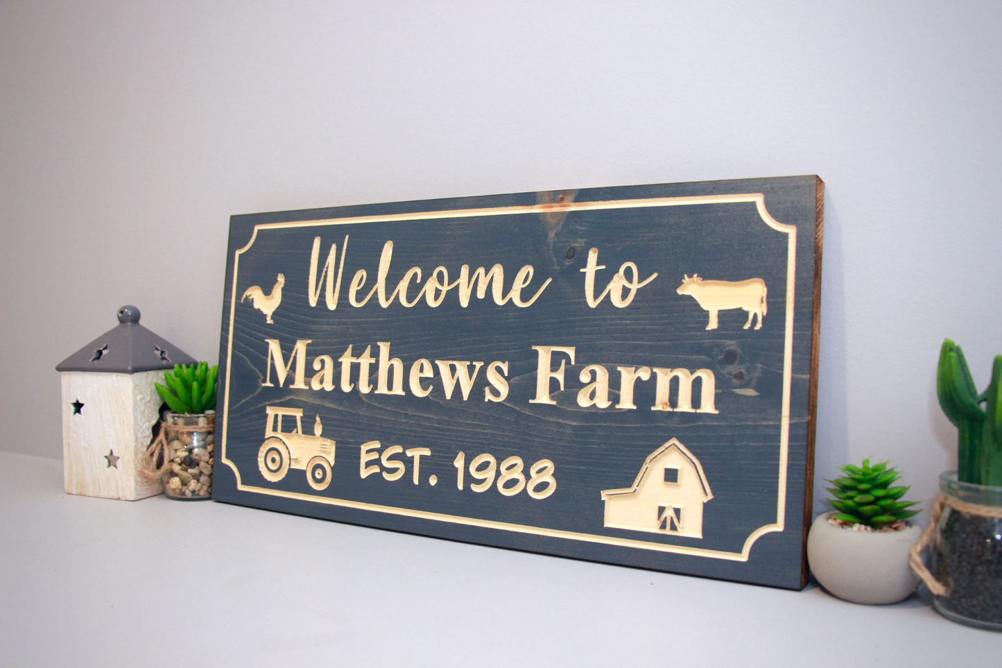 Personalized Wood Sign | Carved | Cottage | House | Camp | Farm | Cabin | Lake | Beach | Garden | Number | Backyard | Patio | Pool