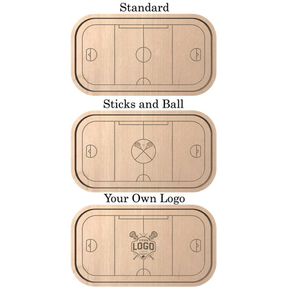 Box Lacrosse Field Shape Hardwood Catchall Tray | Personalized | Maple | Cherry | Walnut | Logo