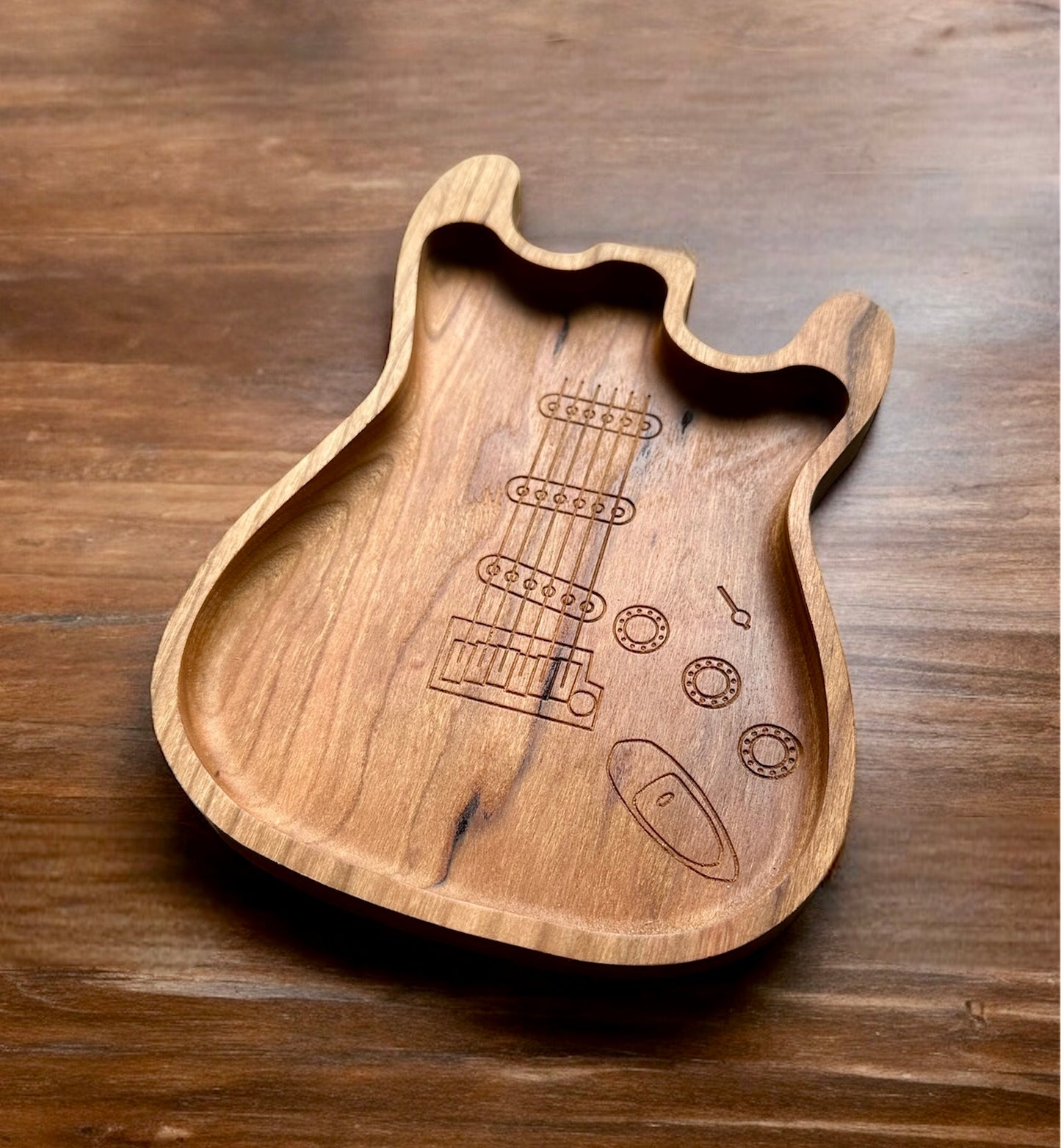 Electric Guitar Hardwood Tray | Maple | Cherry | Walnut | Guitar Pick Tray | Catchall Tray | Serving Tray