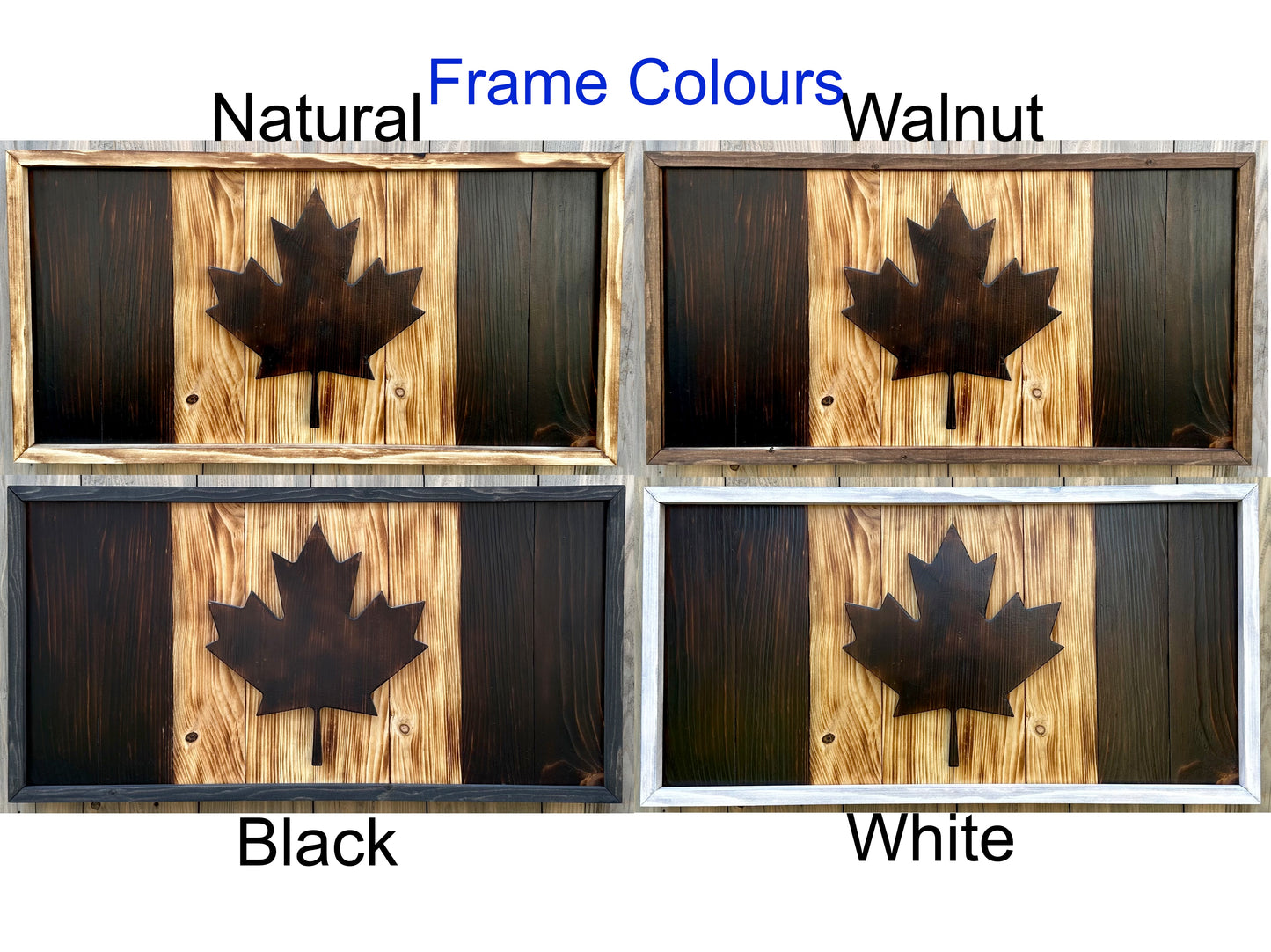 Drapeau du Canada en bois 3D - Naturel bicolore - Encadré | Ratio officiel