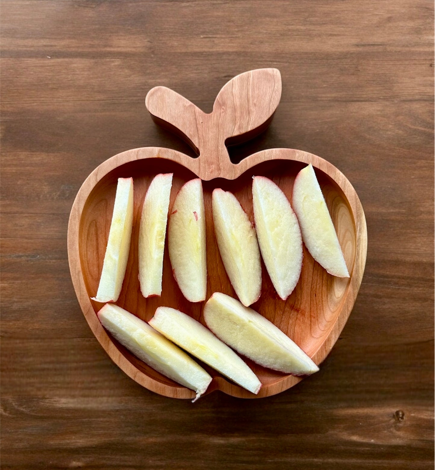 Apple Shape Hardwood Tray | Maple | Cherry | Walnut | Catchall Tray | Serving Tray