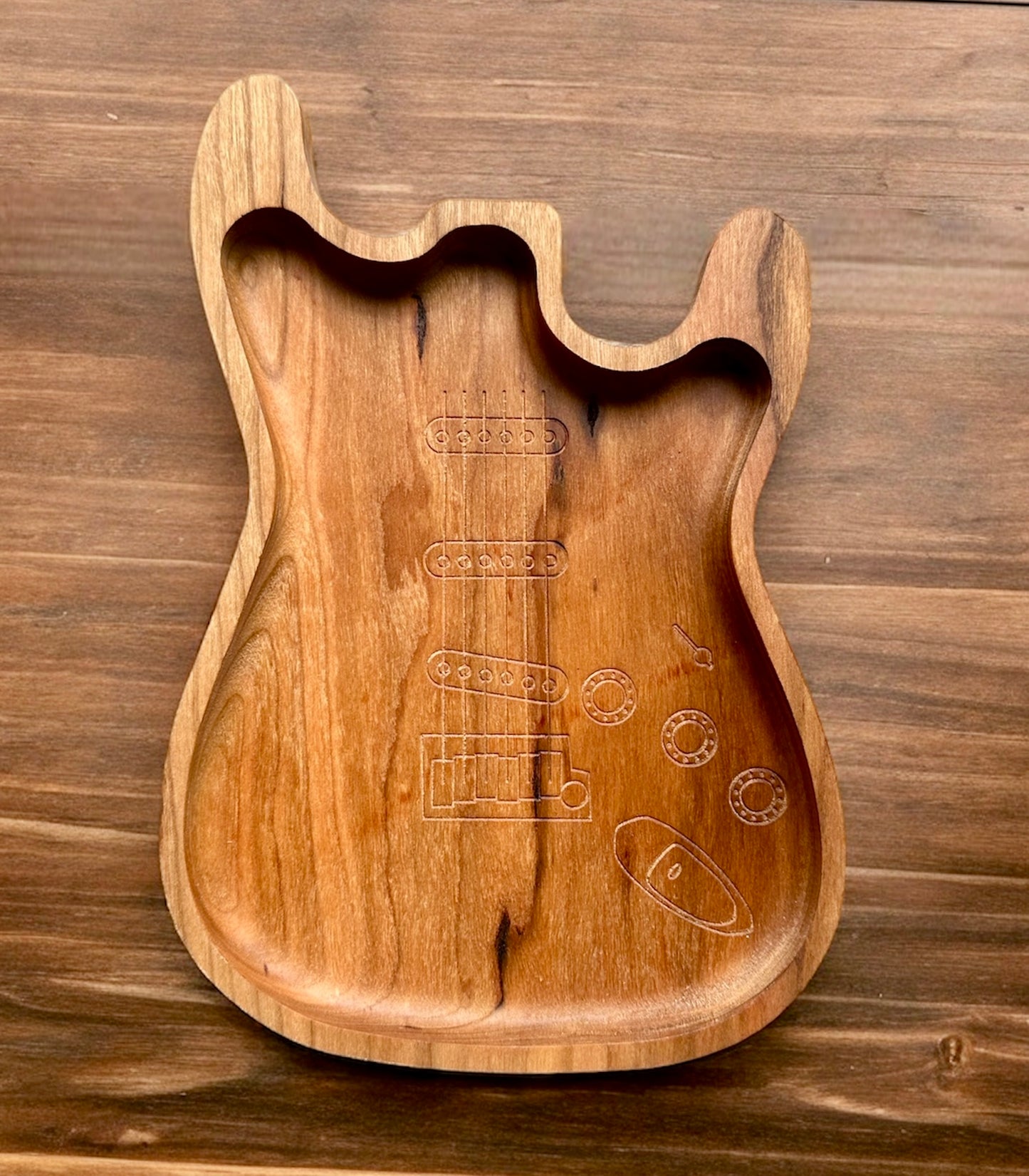 Electric Guitar Hardwood Tray | Maple | Cherry | Walnut | Guitar Pick Tray | Catchall Tray | Serving Tray