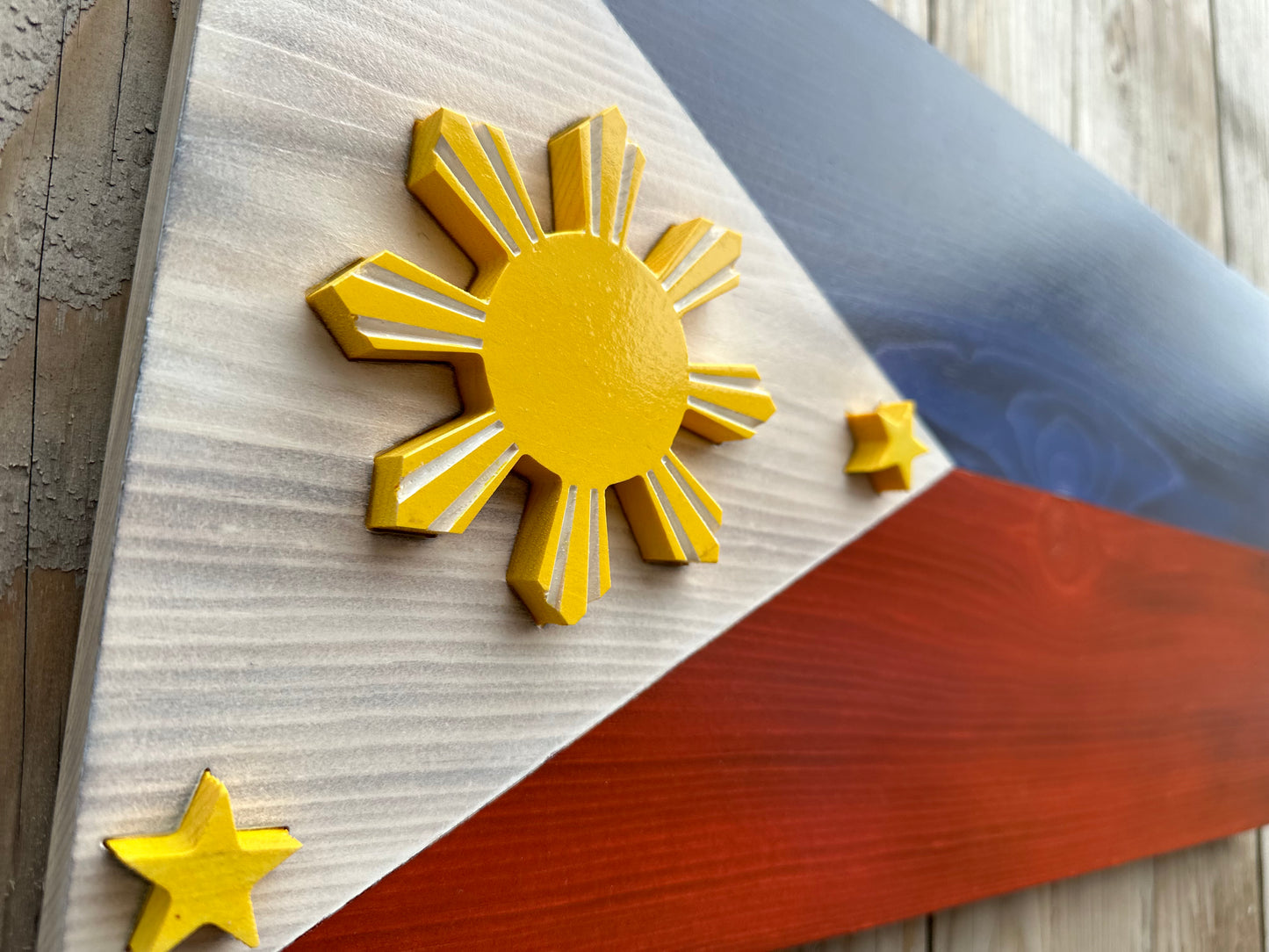 3D Wooden Philippines Flag | Official Ratio | Quezon City | Manila | Caloocan City | Budta | Davao | Malingao