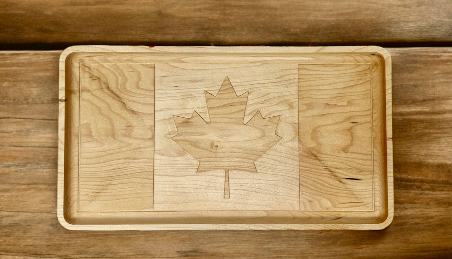 Canada Flag Hardwood Catchall Tray | Maple | Cherry | Walnut