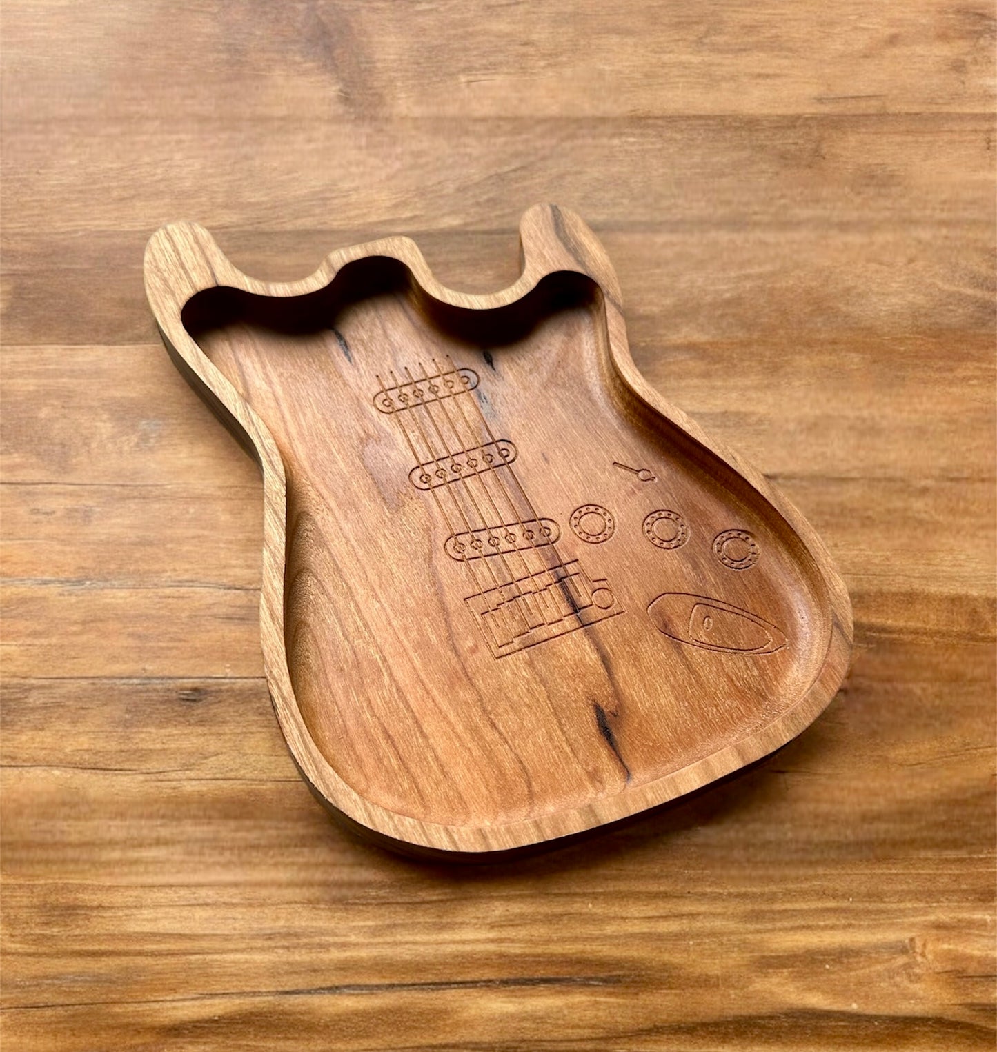 Plateau en bois dur pour guitare électrique | Érable | Cerise | Noyer | Plateau de médiator de guitare | Plateau fourre-tout | Plateau