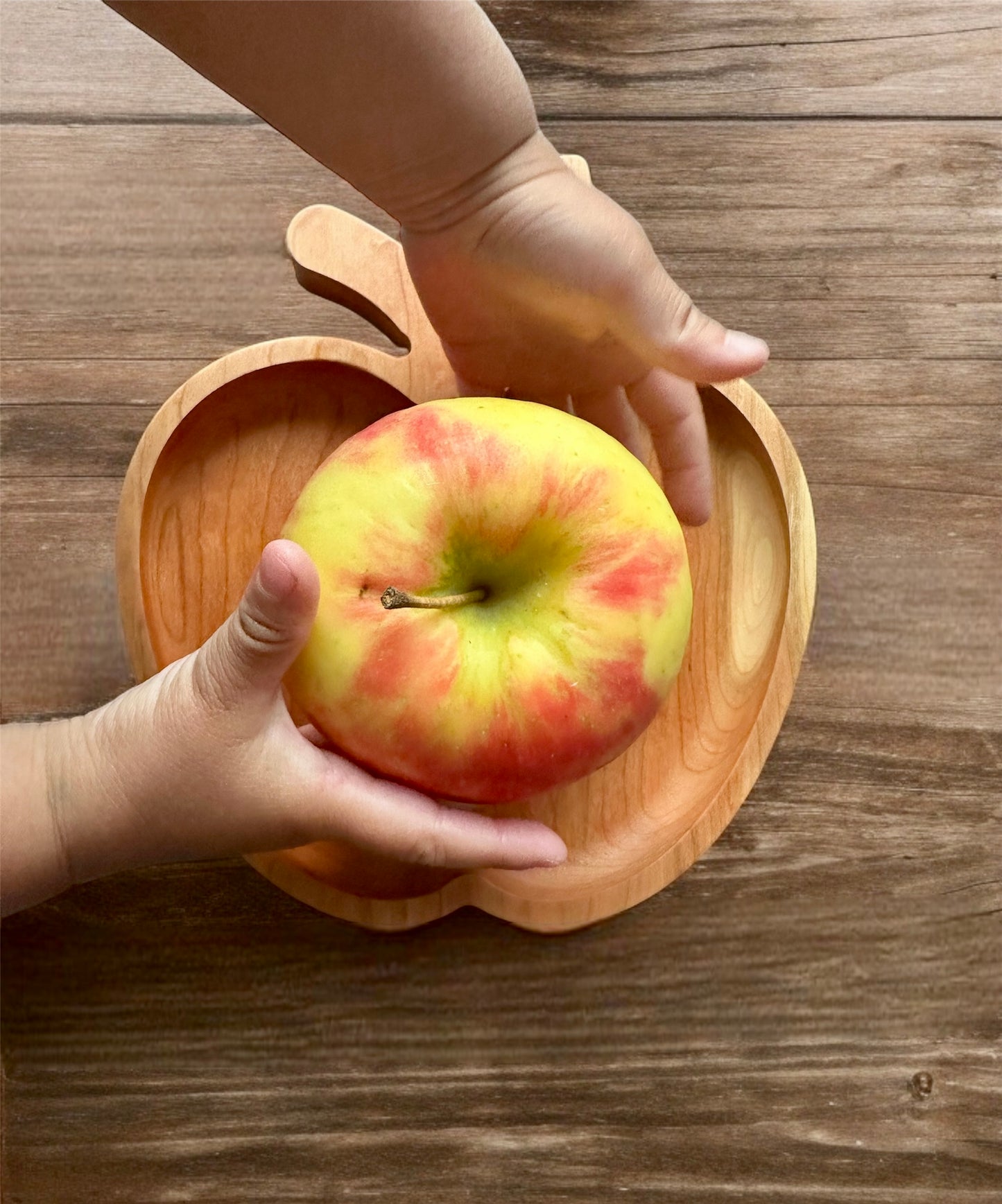 Plateau en bois dur en forme de pomme | Érable | Cerise | Noyer | Plateau fourre-tout | Plateau