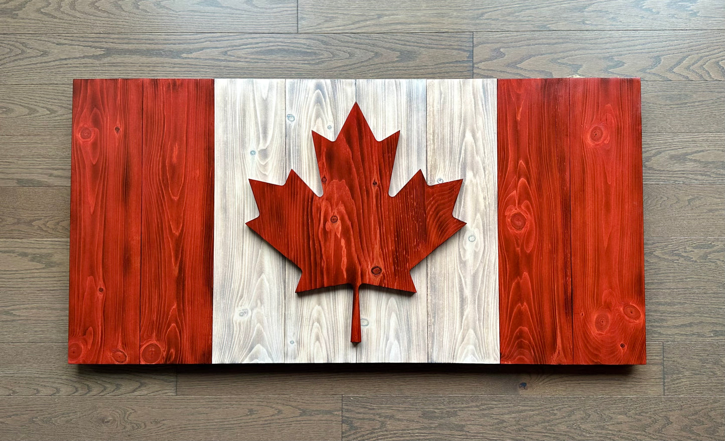 Drapeau du Canada en bois 3D rouge et blanc de 44 po x 22 po | Prêt pour l'expédition