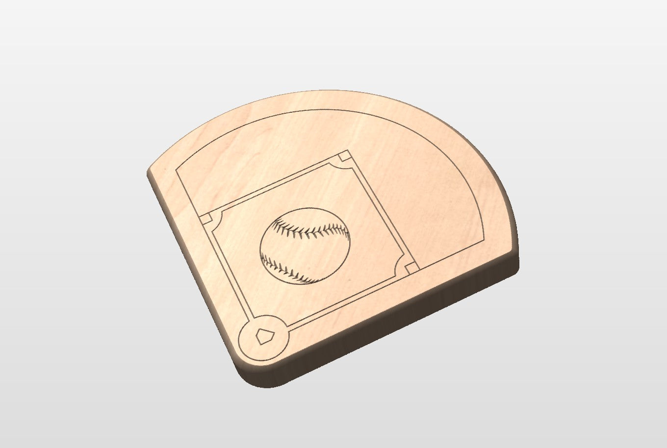 Baseball Diamond Shape Hardwood Catchall Tray | Trivet | Serving Board | Charcuterie | Personalized | Logo | Maple | Cherry | Walnut | Baseball Field
