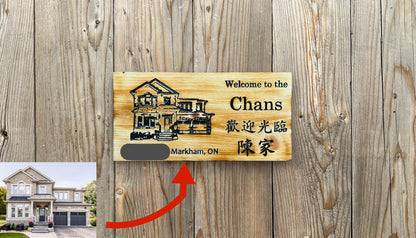 Panneau de maison personnalisé | Transformez une photo de votre maison en panneau de bois | Chalet | Cabane | Grange | Ferme | Manoir | Remise