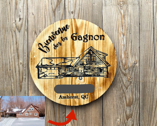 Personalized House Wood Sign | Turn A Picture of Your Own House Into a Wood Sign | Cottage | Cabin | Barn | Farmhouse | Mansion | Shed