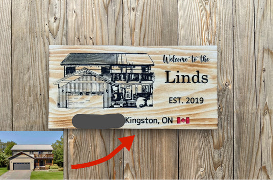 Personalized House Wood Sign | Turn A Picture of Your Own House Into a Wood Sign | Cottage | Cabin | Barn | Farmhouse | Mansion | Shed